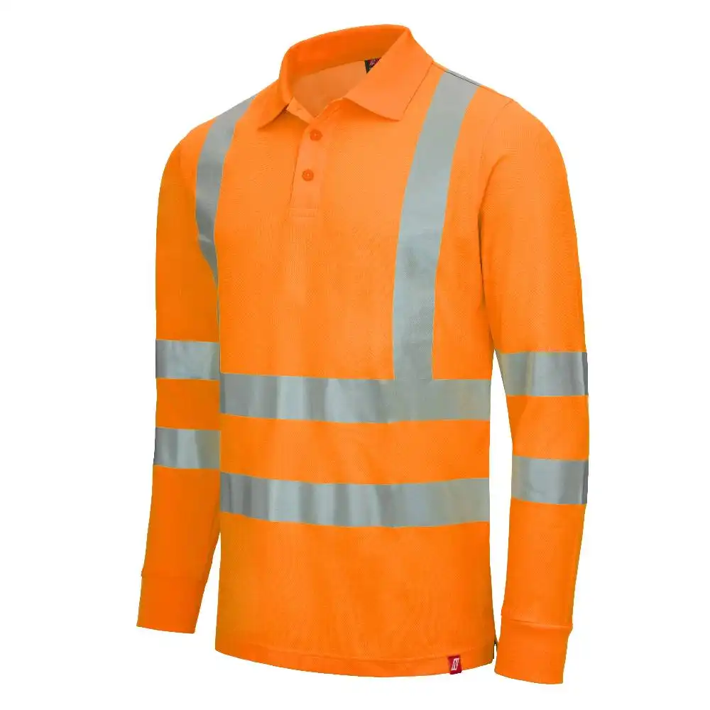 Warnschutz Langarm Polo-Shirt Kl. 3 "MOTION TEX VIZ" UV-Schutz in Orange, XL - Thumbnail 1