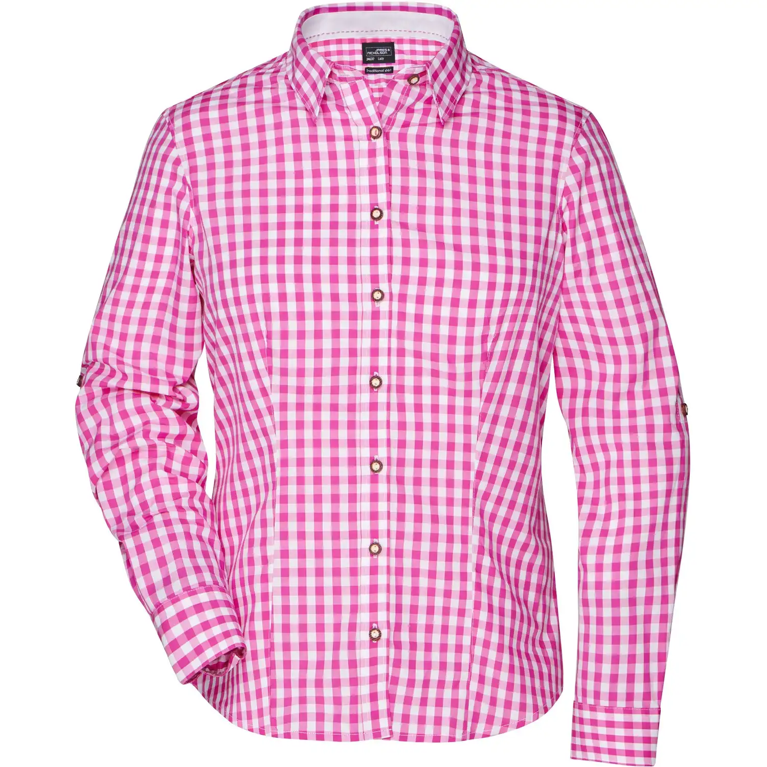Damen-Bluse Trachtenlook "JN637" in purple/white, L - Bild 1