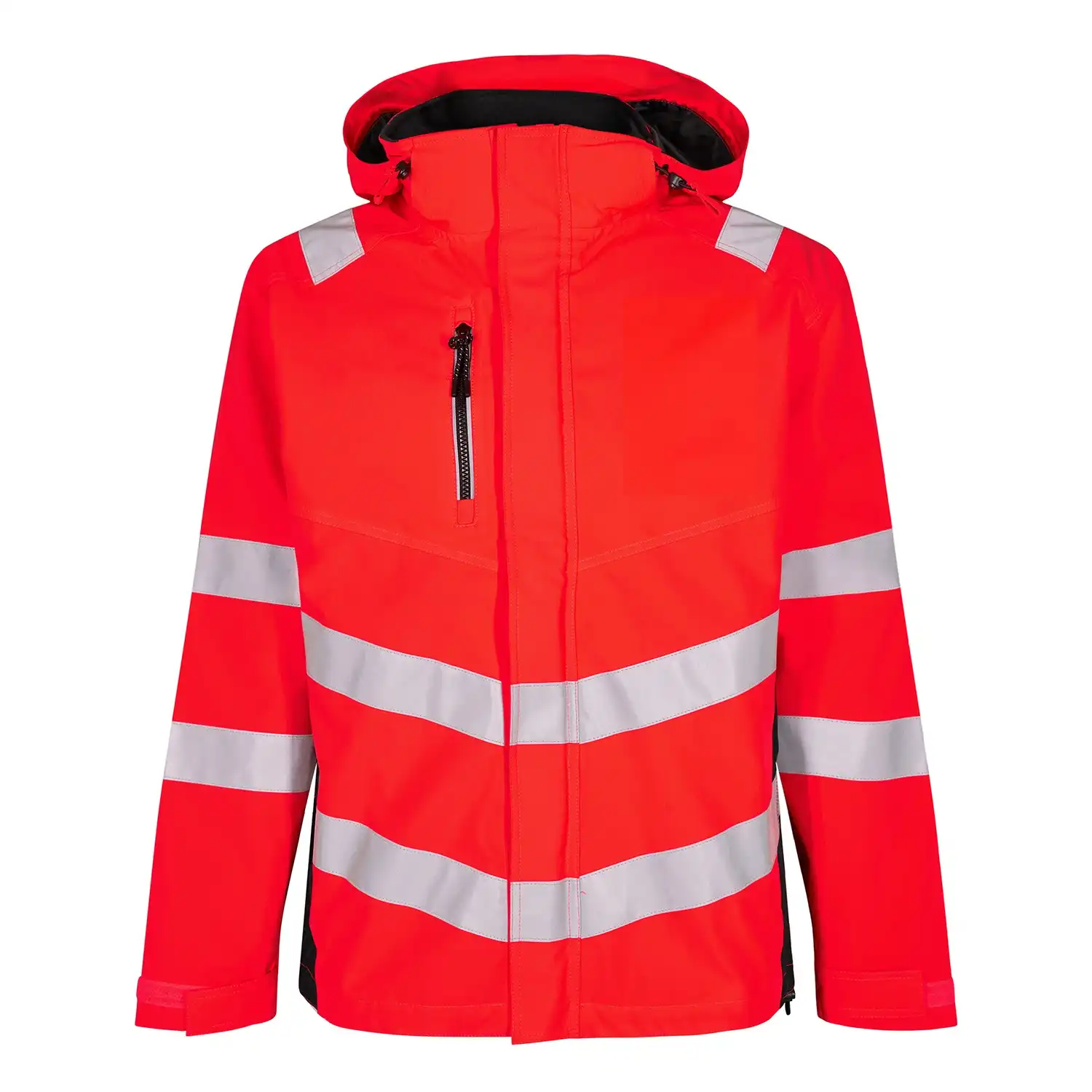 Warnschutz Hardshell Regenjacke "1146-930" Safety Kl. 3 in rot/schwarz, L - Thumbnail 1