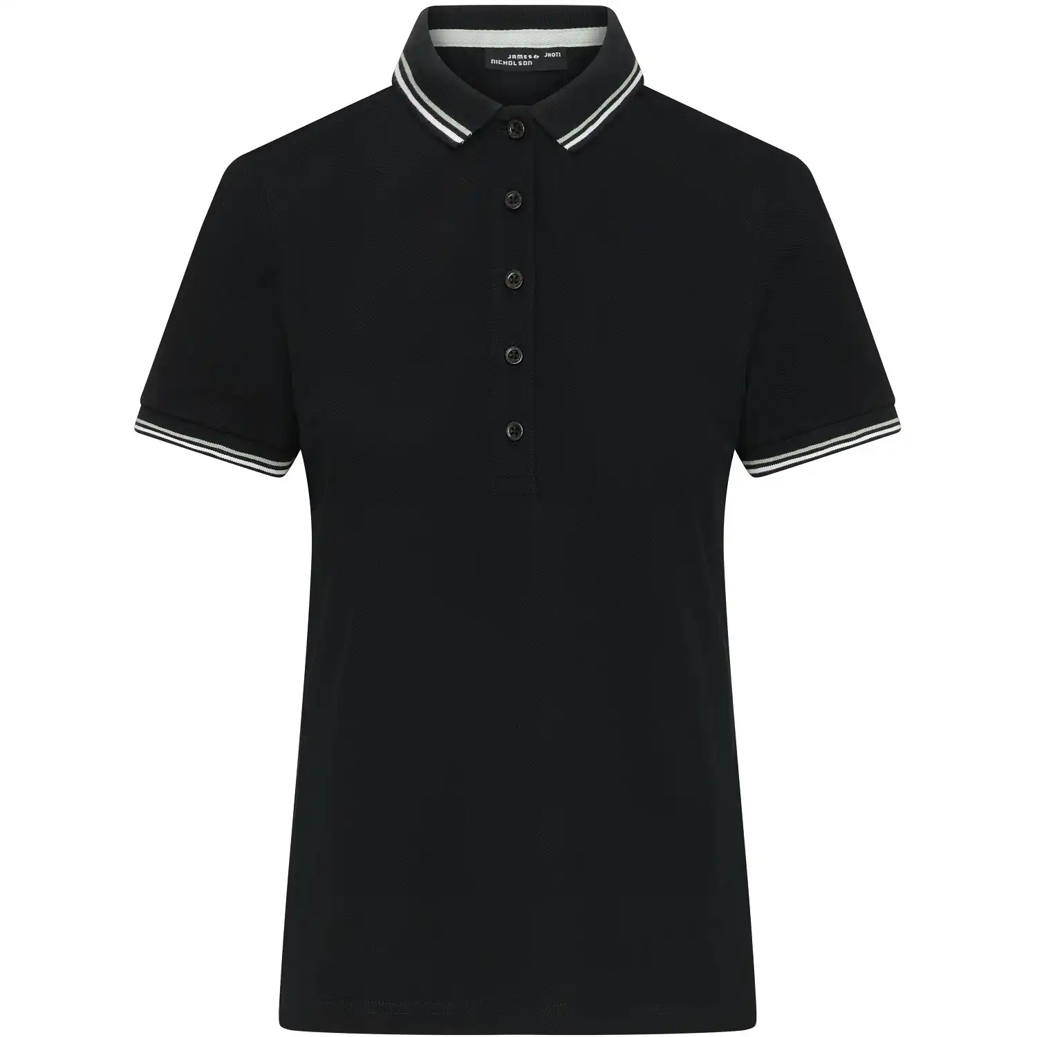 Damen Polo-Shirt "JN1305" in black/white/grey, L - Thumbnail 1