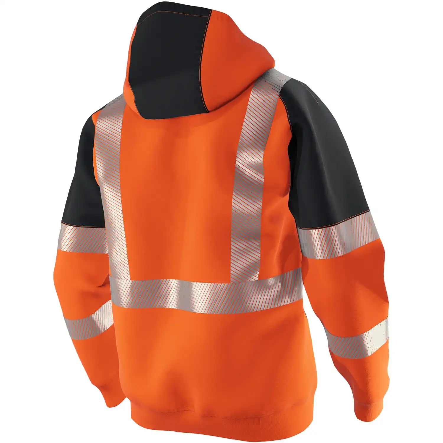 Warnschutz Kapuzen-Sweatjacke "2138-873" Hi-Vis Stretch in warnorange/anthrazit, XS - Thumbnail 2