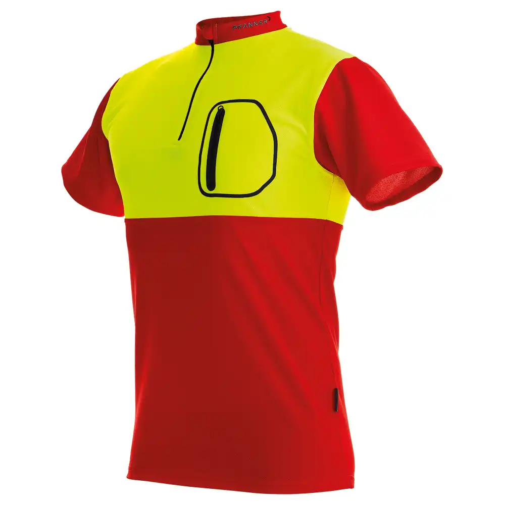 Funktionsshirt "ZIPP-NECK" kurzarm gelb/rot in M - Bild 1