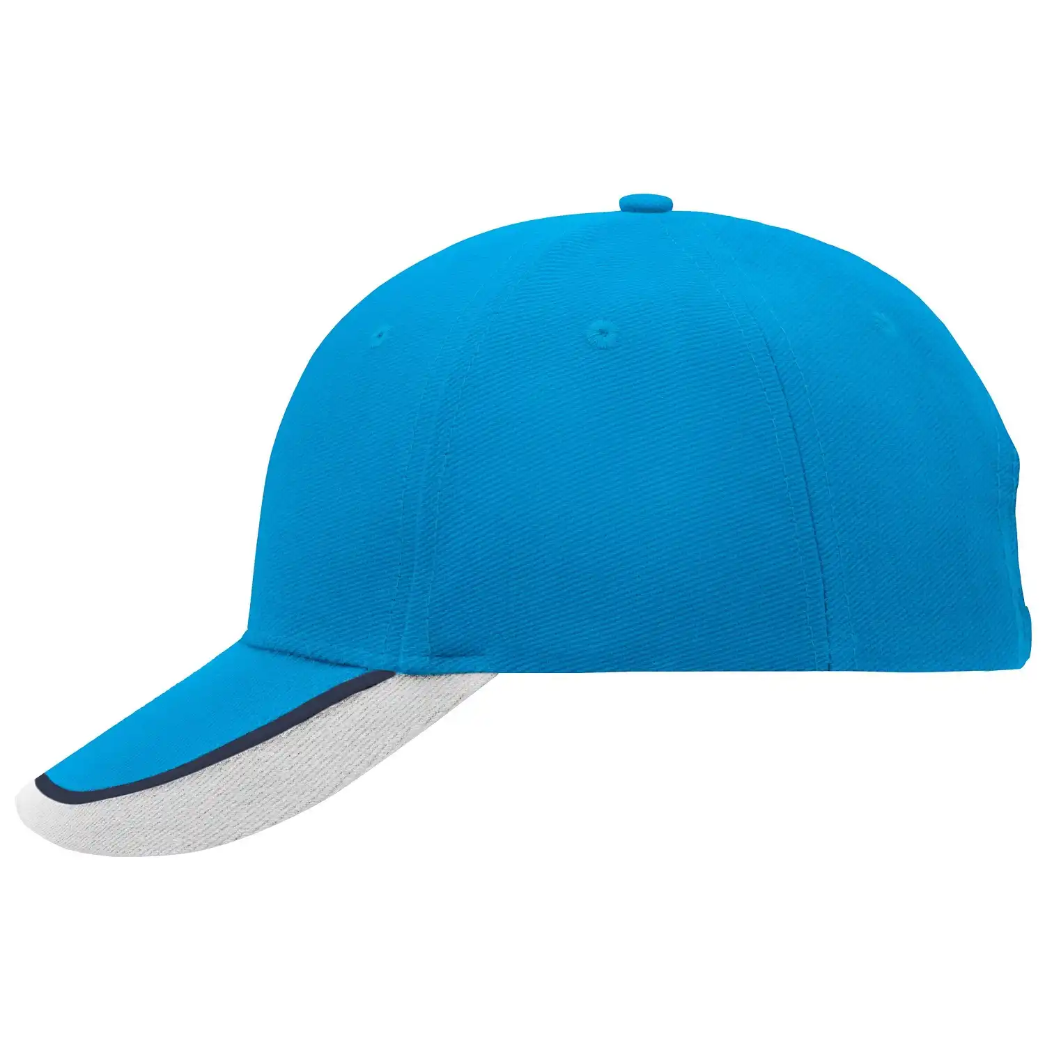 Basecap "MB049" 6-Panel-Halfpipe-Sandwich in aqua/navy/white - Bild 1