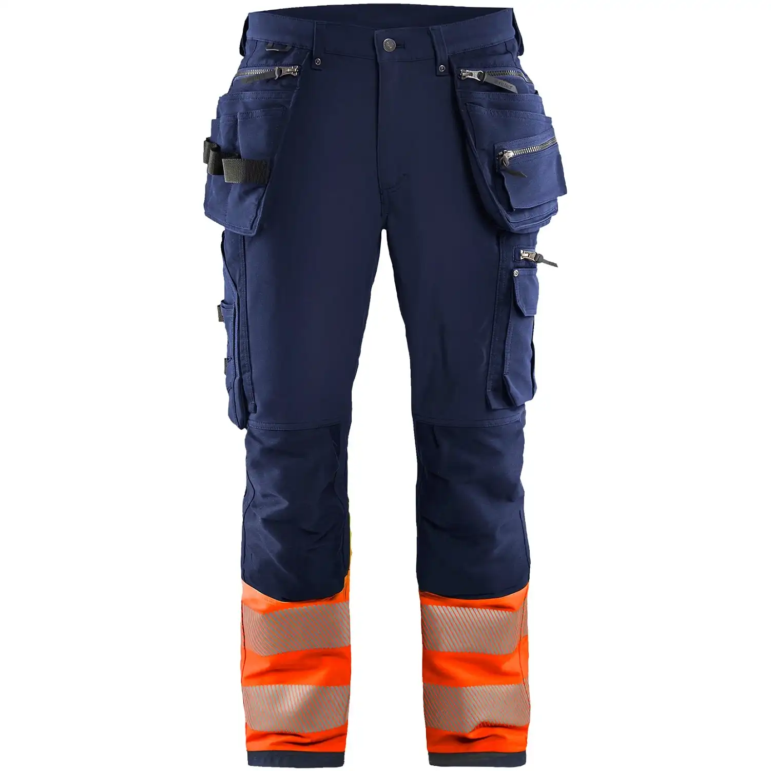 Warnschutz Stretch Handwerkerhose "1993" in marine/orange, C144 - Thumbnail 1