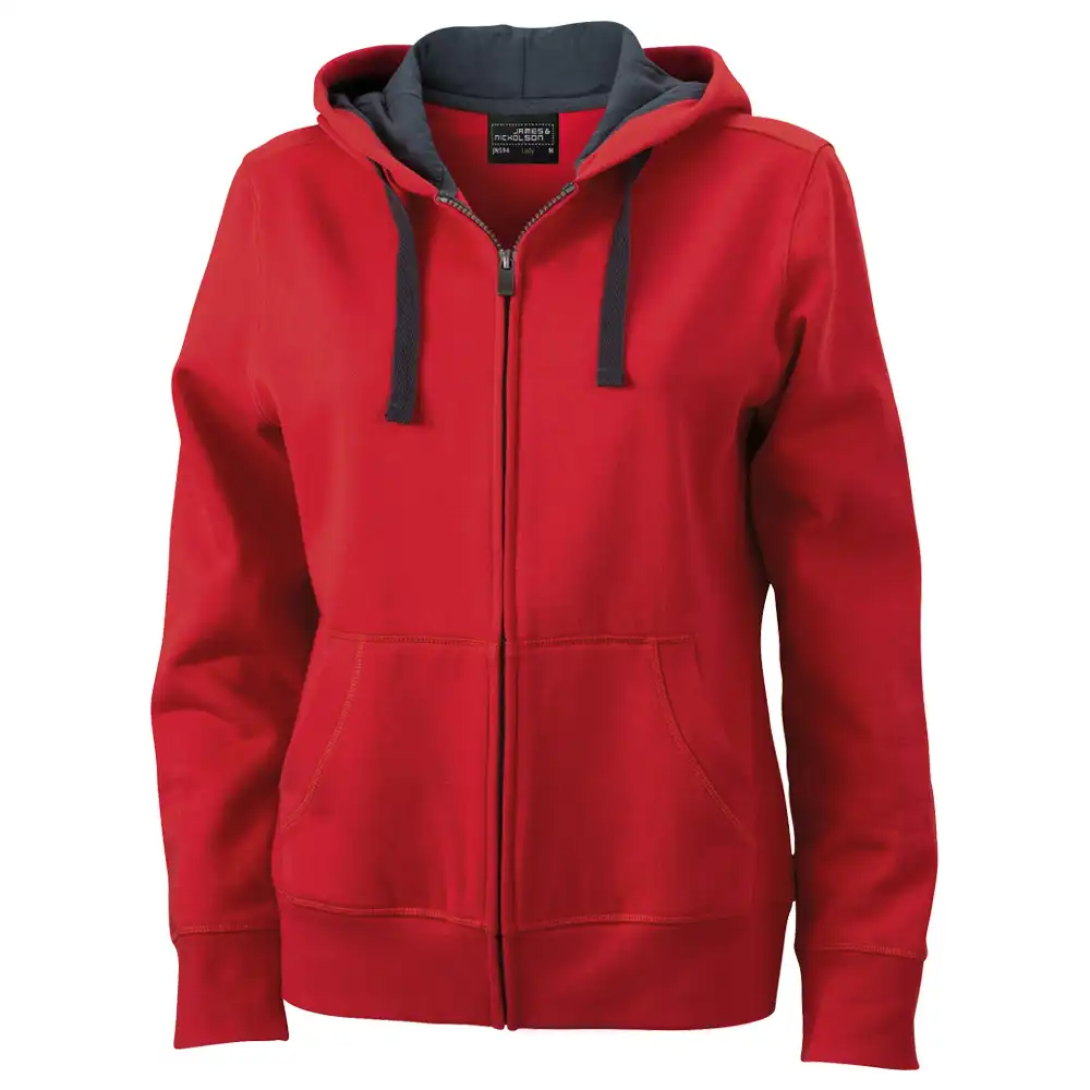 Damen Kapuzen Sweatjacke "JN594" in red, L - Thumbnail 1