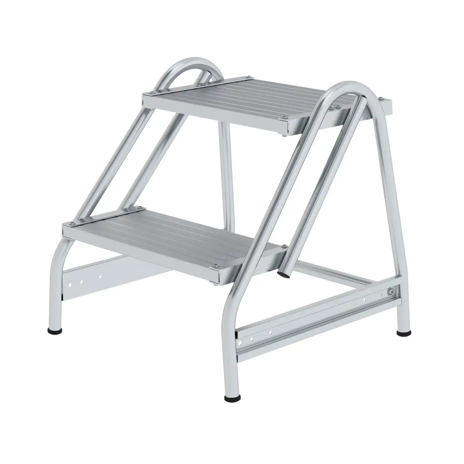 Arbeitspodest einseitig begehbar Aluminium geriffelt in 2 Stufen - Thumbnail 1