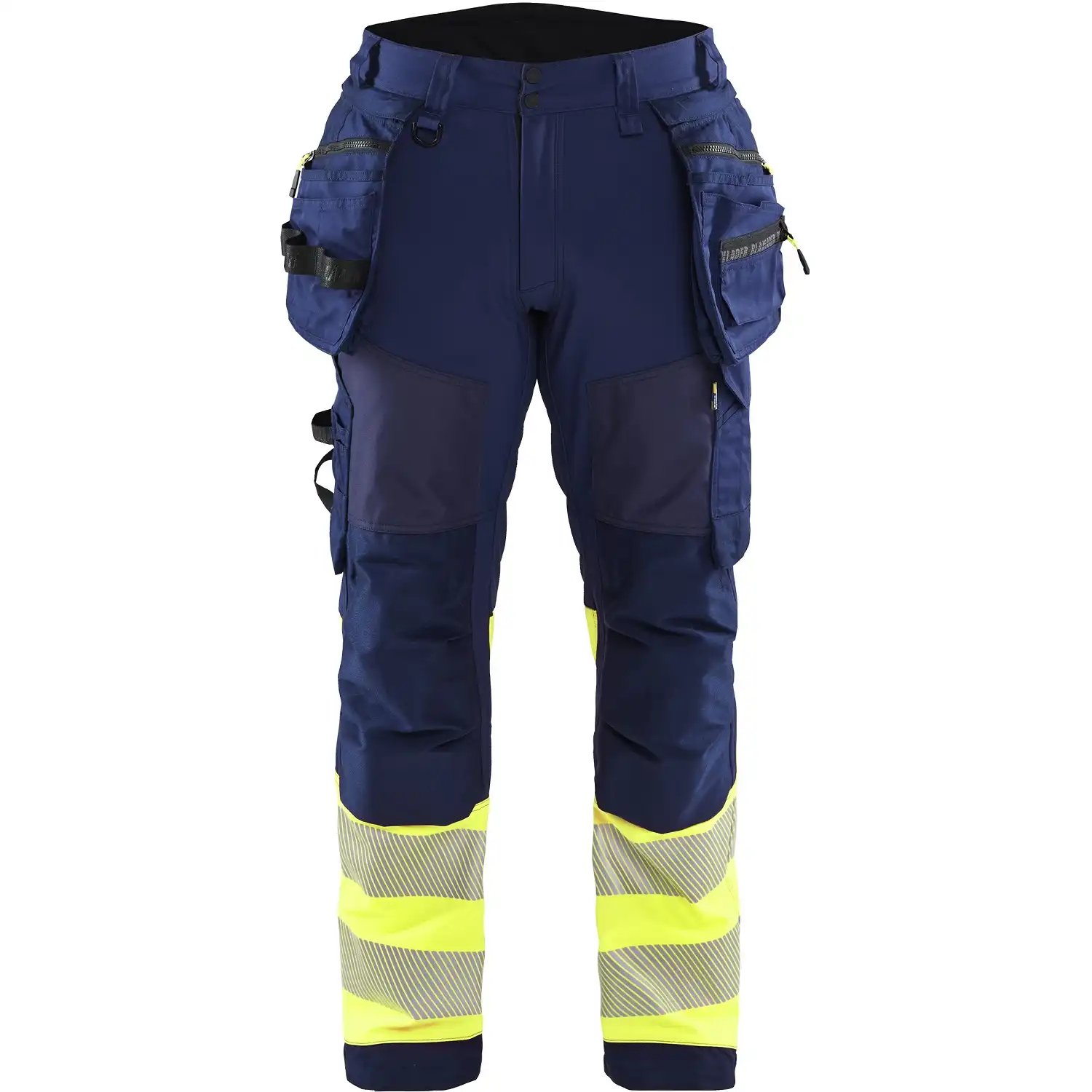 Warnschutz Softshell Handwerkerhose "1821" Kl. 1  in marine/gelb, C146 - Thumbnail 1