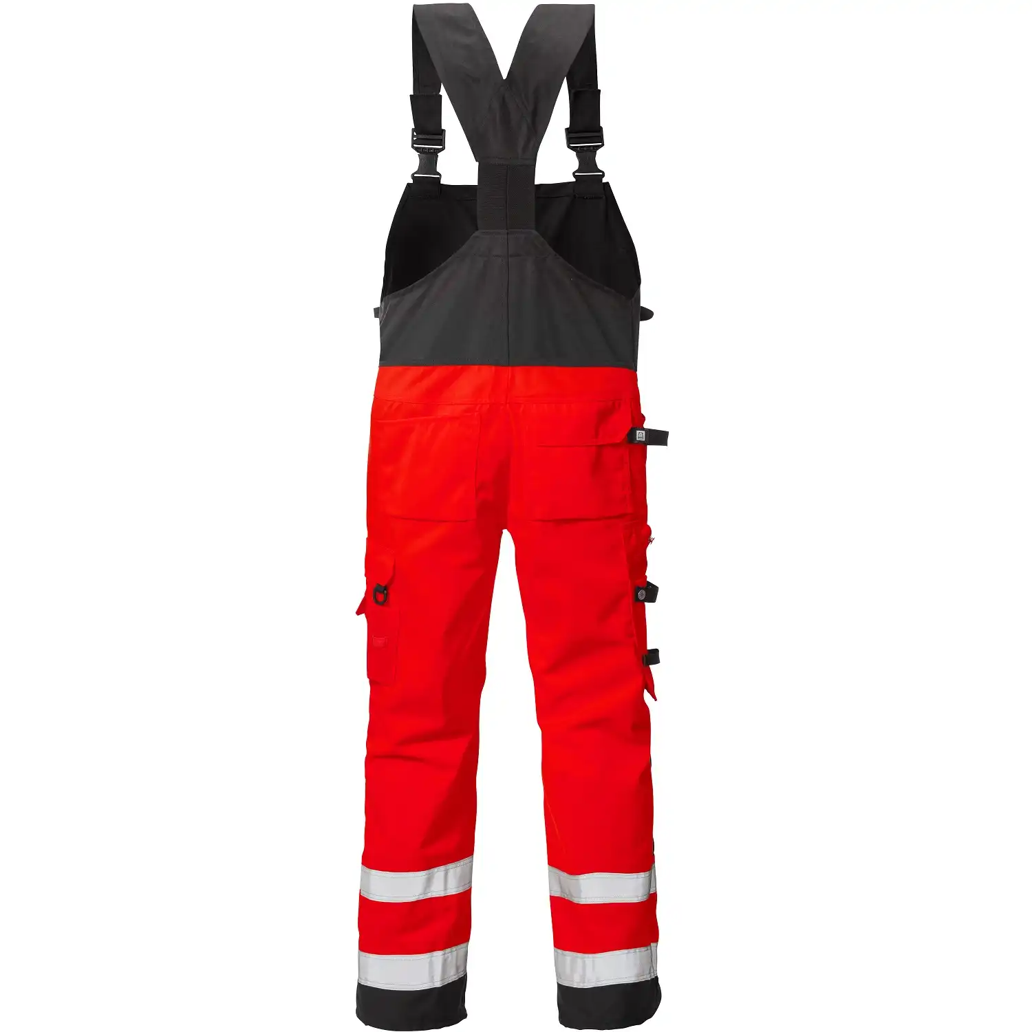 Warnschutz Latzhose "1014 PLU" in rot/schwarz, C44 - Thumbnail 2
