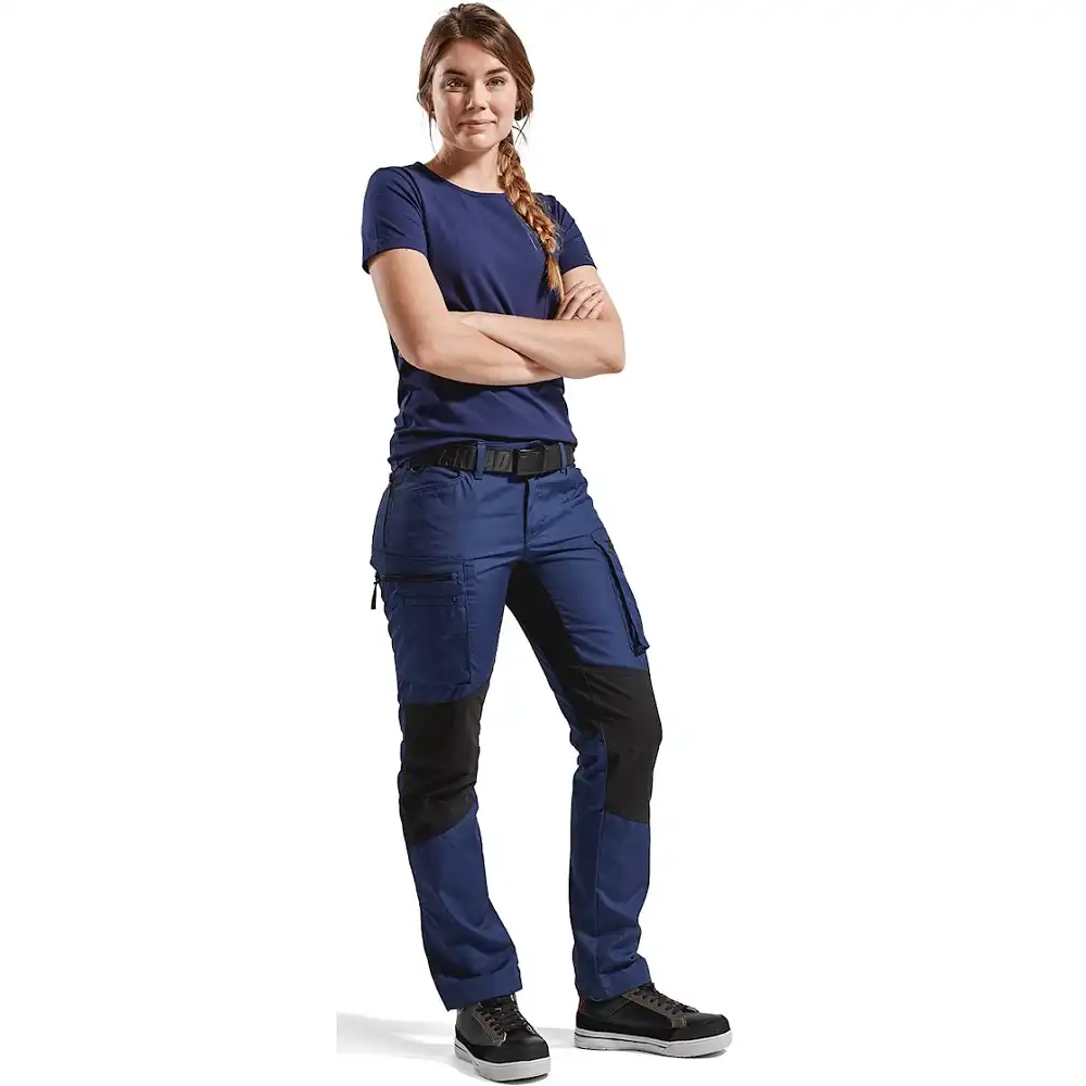 Damen Stretch Servicehose "7159" 166 g/m² in marine/schwarz, 36 - Thumbnail 3