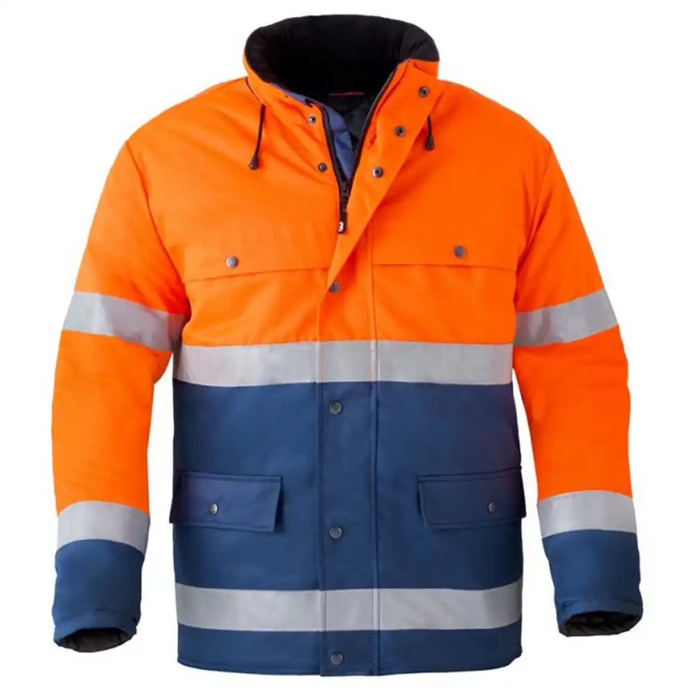 Warnschutz Parka "4133" High Visibility in marine/fluor orange, L - Thumbnail 1