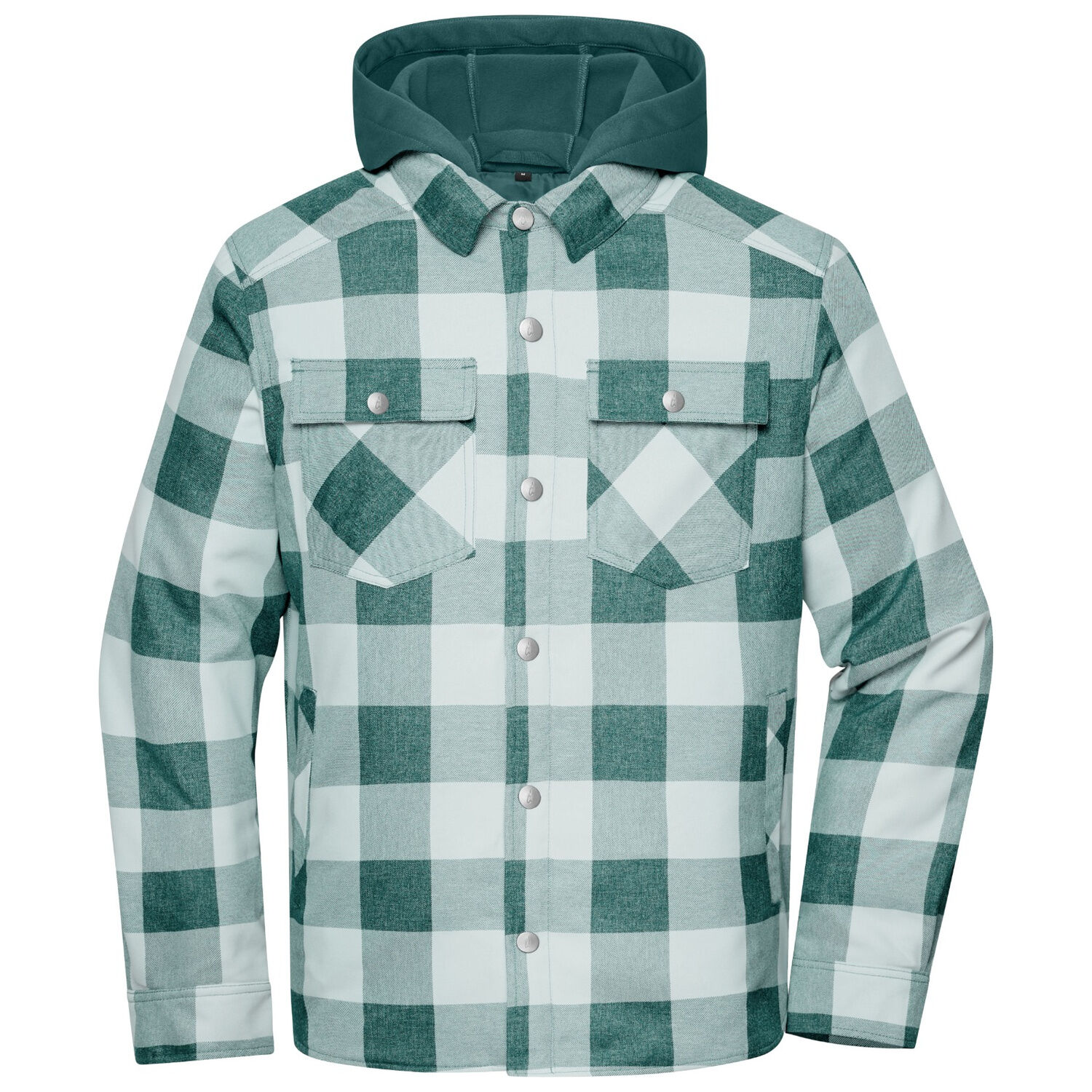 Hemdjacke Karo mit Kapuze "JN1872" in grün/grau, L - Thumbnail 1