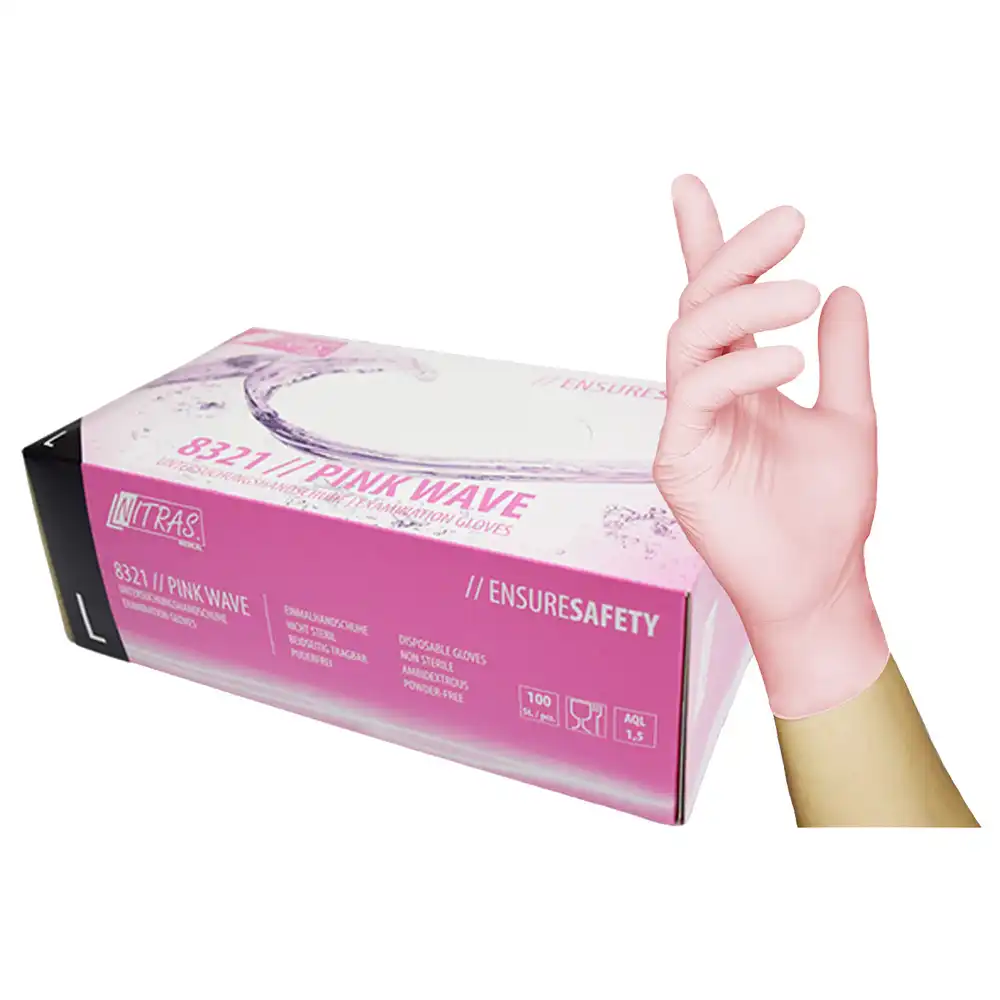 Nitril Einweghandschuhe 8321 "PINK WAVE" pink|100er Box in XL - Bild 1
