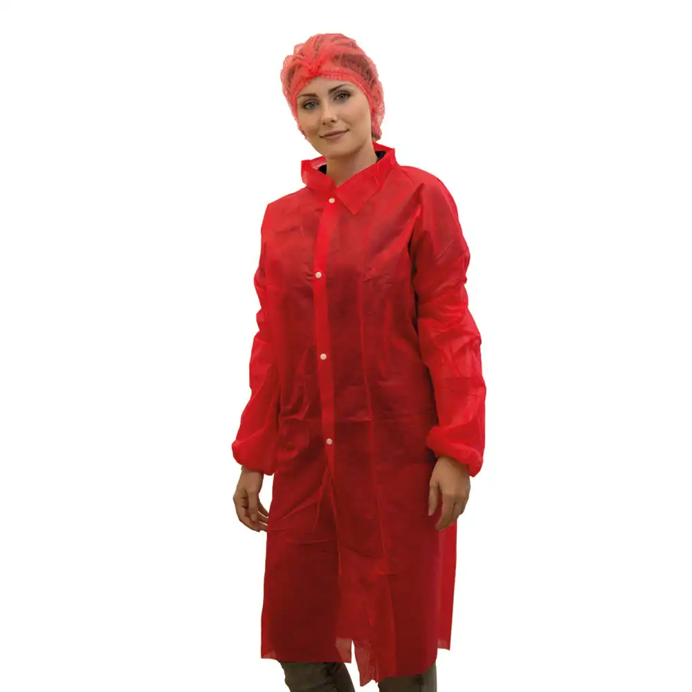 PP-Besuchermantel mit Druckknöpfen rot | 50 Stk. pro Karton - Bild 1