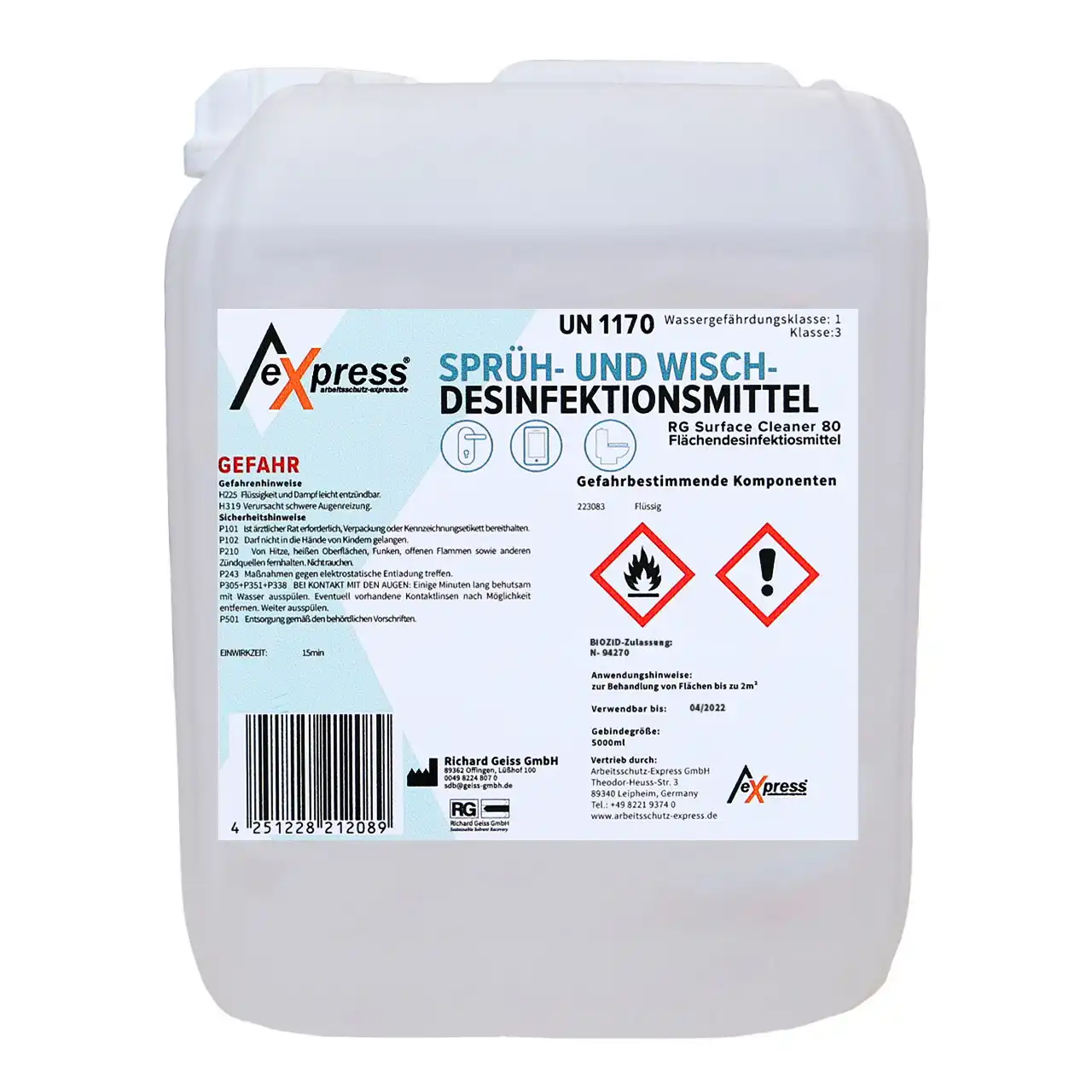 Sprüh- & Wischdesinfektion "BASIC" neutral | 5L-Kanister - Thumbnail 1