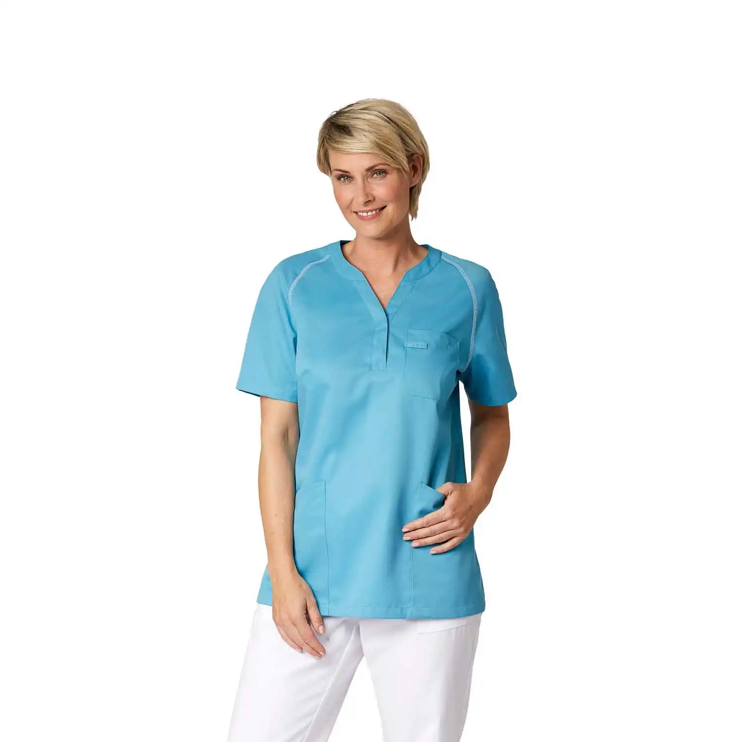 Damen Schlupfkasack "15449" TENCEL™ in türkis, L - Thumbnail 3