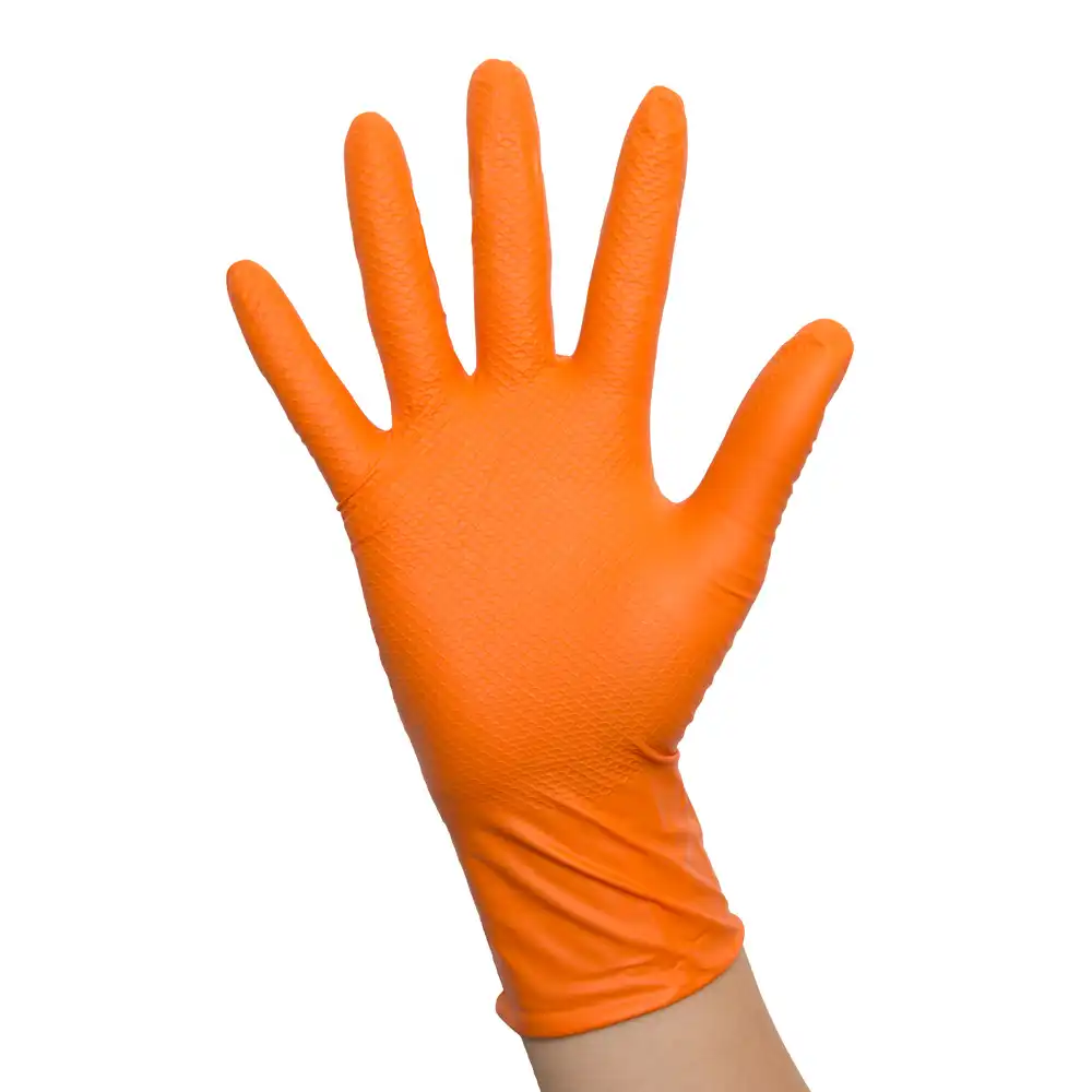 Nitril Einweghandschuhe "TOUGH GRIP N" orange | 50 Stk. in 9 (L) - Thumbnail 2