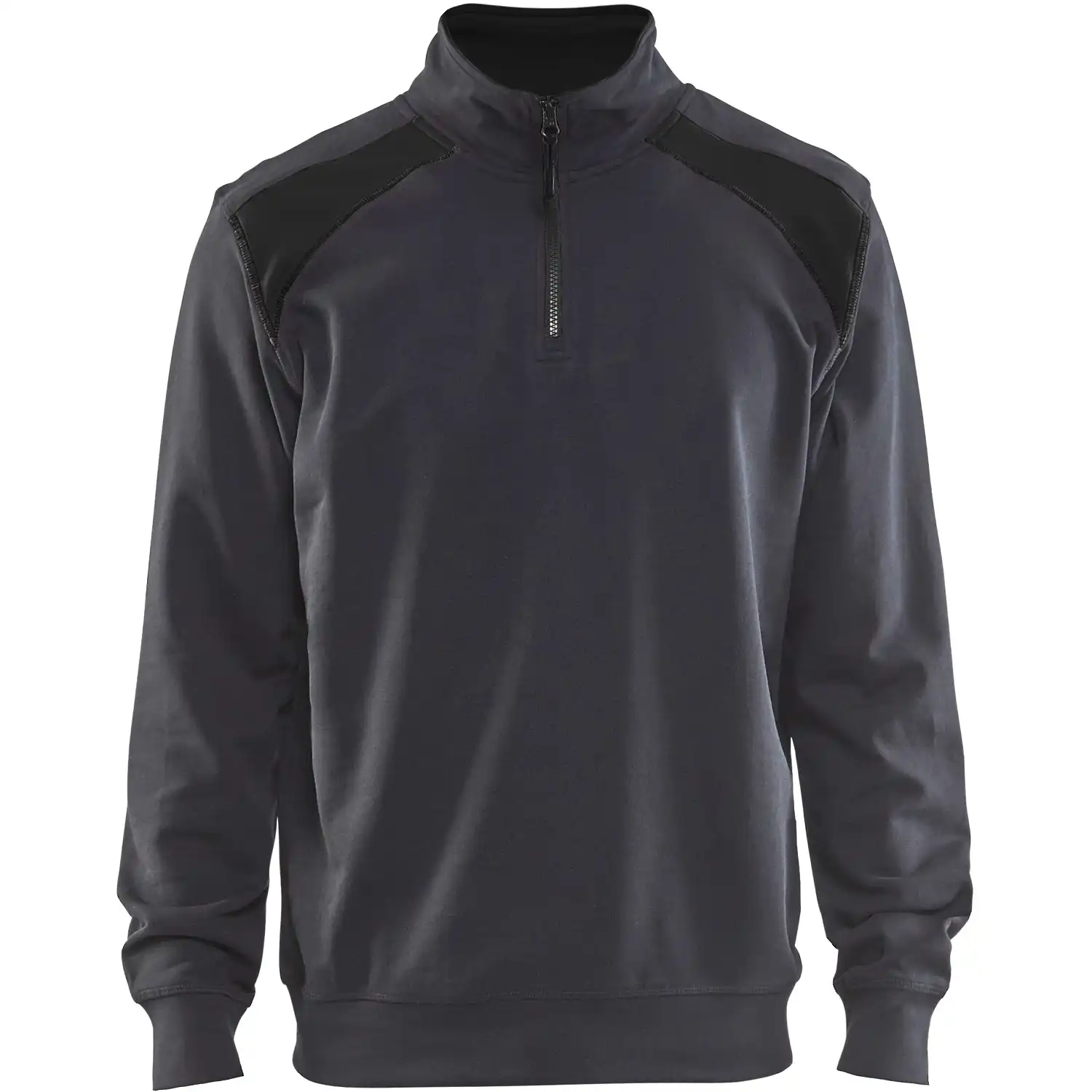 Zip-Sweatshirt "3353" 100% Baumwolle in mittelgrau/schwarz, S - Thumbnail 1