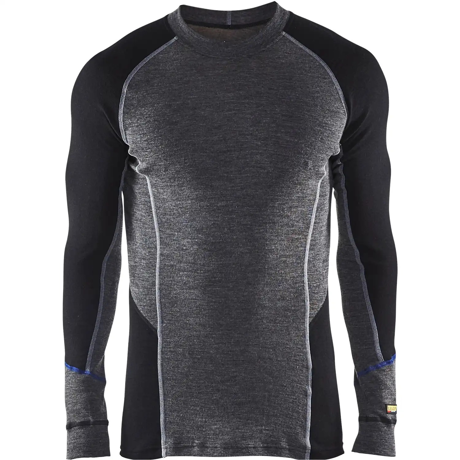 Merino-Unterhemd langarm "4897" WARM grau/schwarz in M - Thumbnail 1