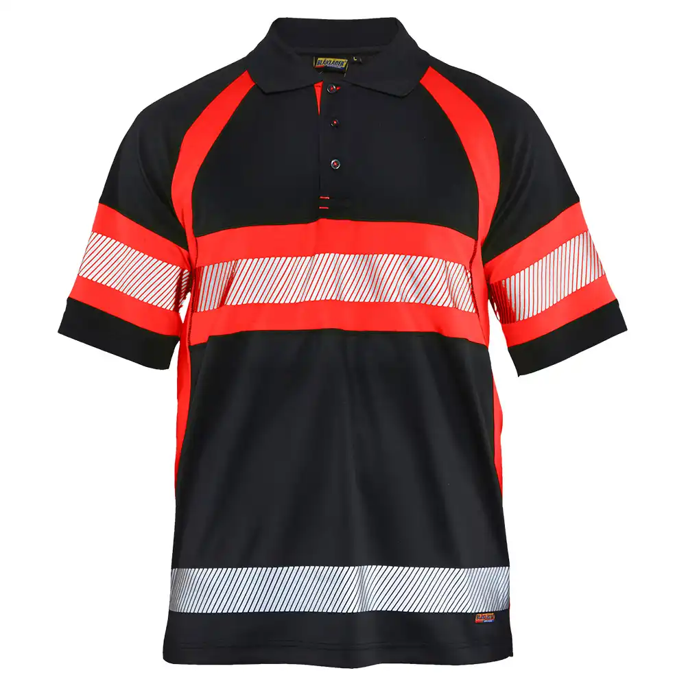 Warnschutz Polo-Shirt mit UV-Schutz "3338" in schwarz/rot, 3XL - Thumbnail 1