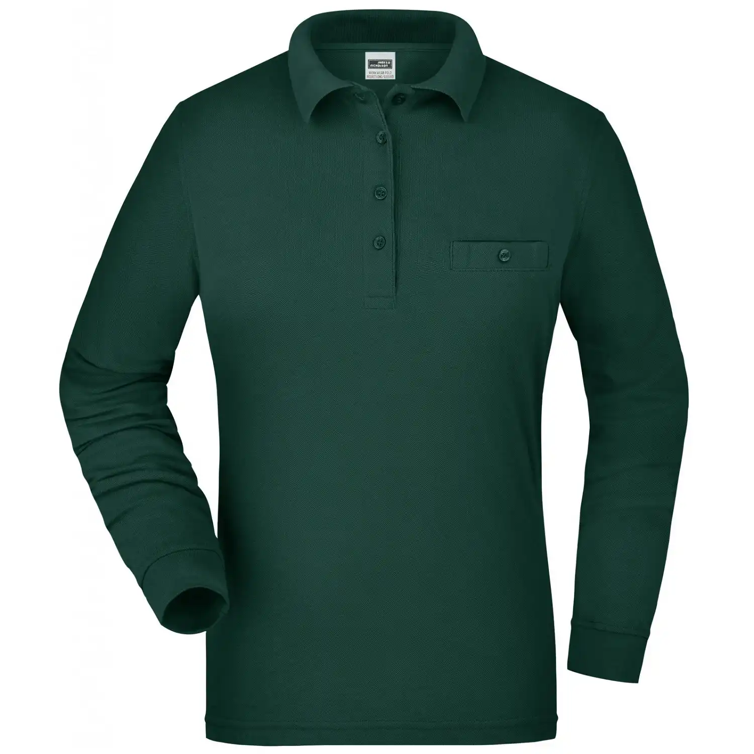 Damen Langarm Poloshirt "JN865" in dark-green, 3XL - Bild 1