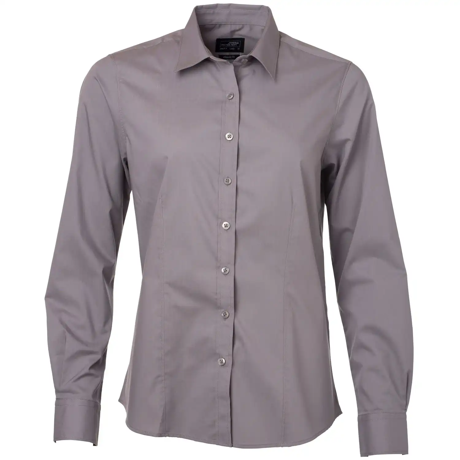 Damen Langarm Bluse "JN677" in steel, L - Bild 1