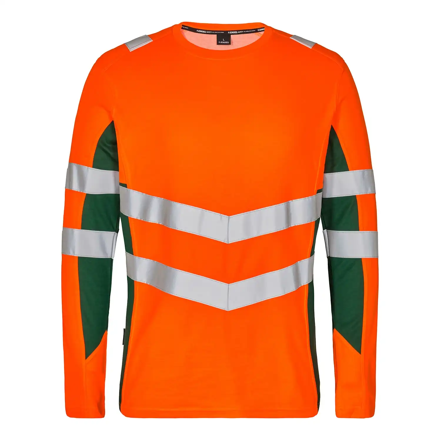 Warnschutz Langarmshirt "9545-182" Safety in orange/grün, L - Thumbnail 1