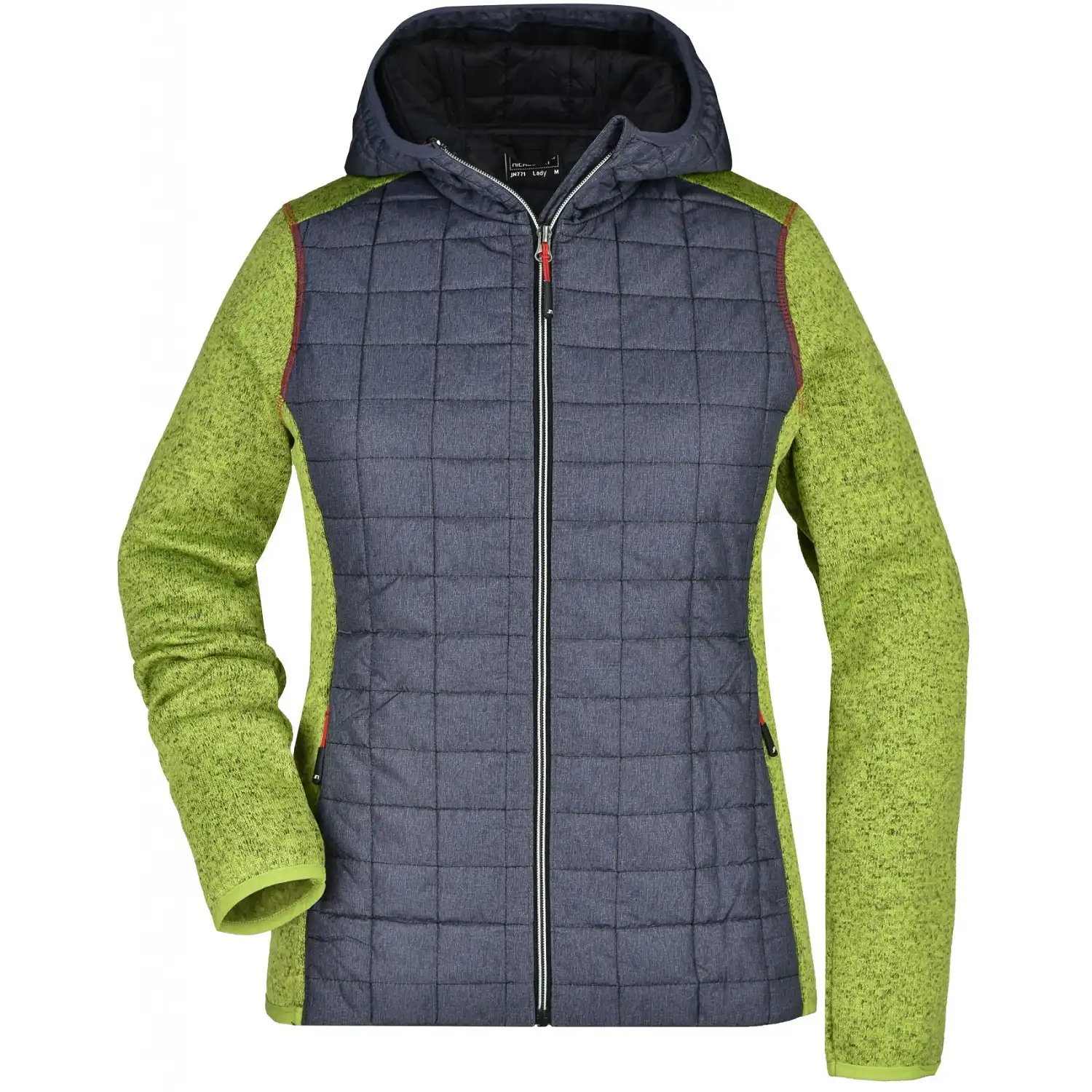 Damen Strickfleecejacke "JN771" in kiwi-melange/anthracite-melang, M - Bild 1
