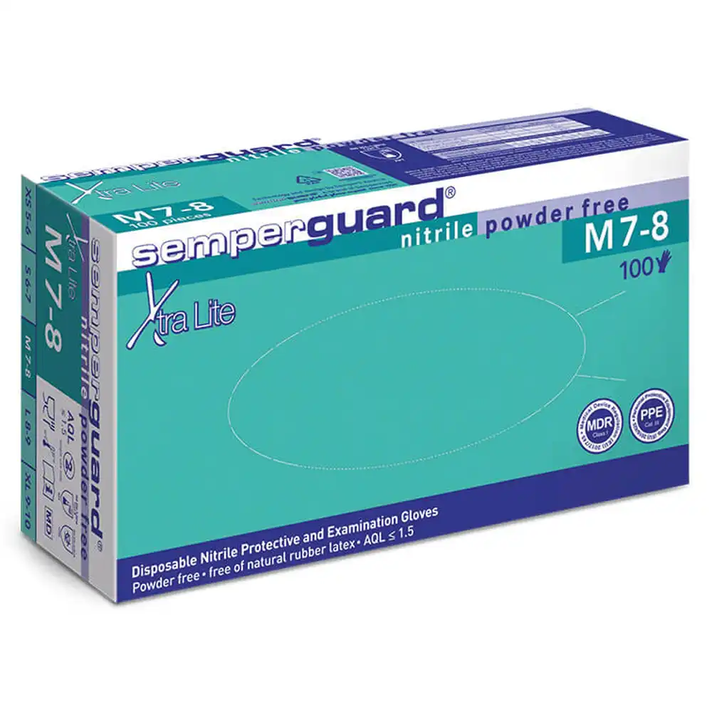 Nitril Einweghandschuhe SEMPERGUARD® hellblau | 100er Box in XL - Bild 1