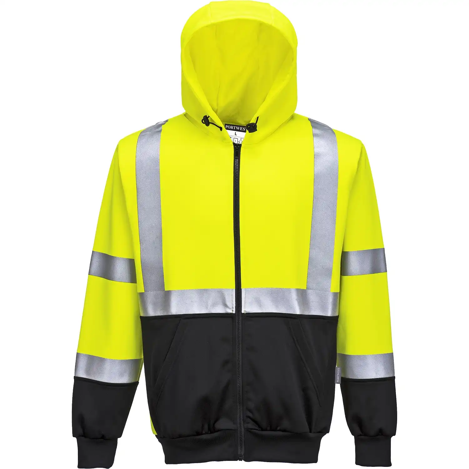 Warnschutz Kapuzen Sweatjacke "B315" in gelb/schwarz, L - Bild 1