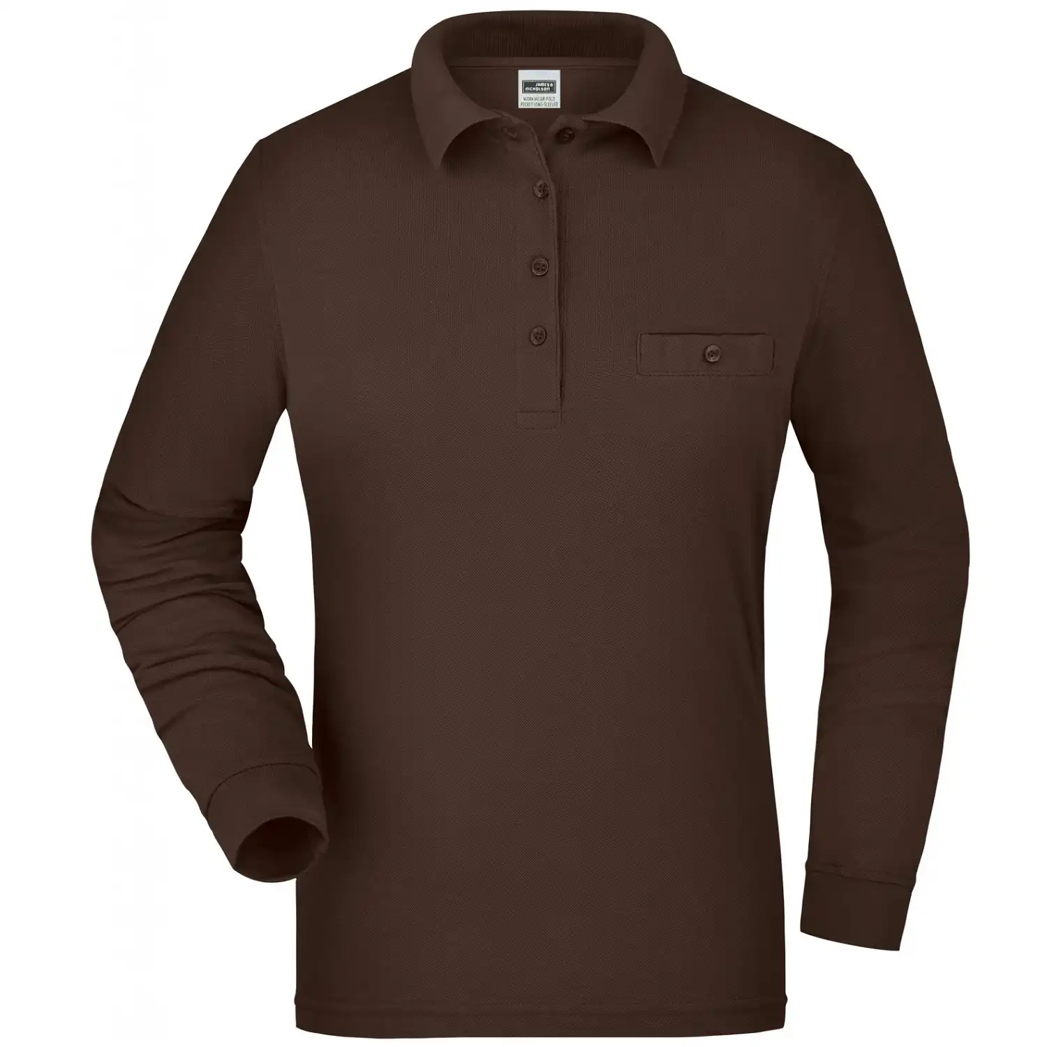 Damen Langarm Poloshirt "JN865" in brown, 3XL - Bild 1