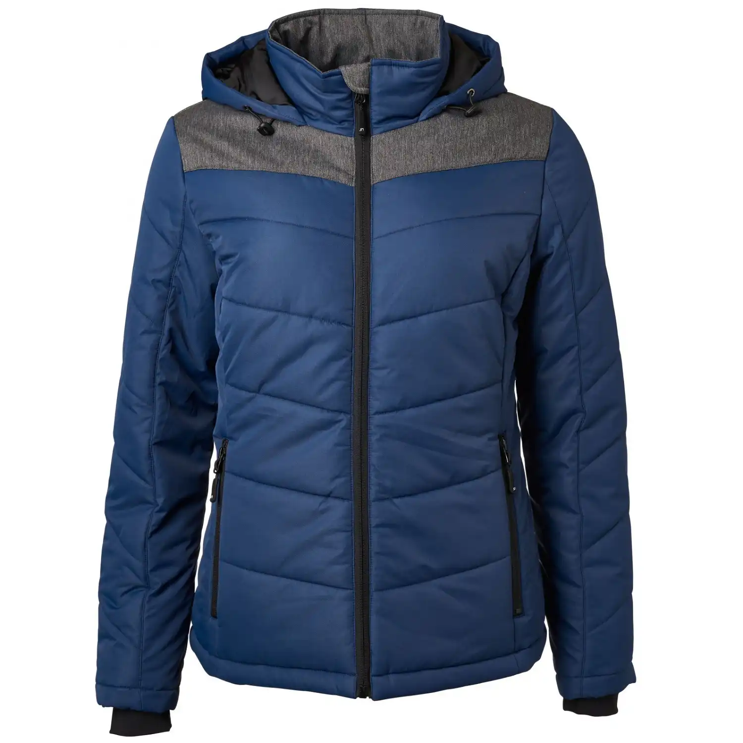 Damen Winterjacke "JN1133" in navy/anthracite-melange, S - Thumbnail 1