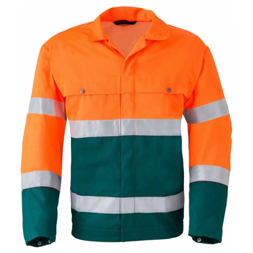 Warnschutz Bundjacke "5105" High Visibility in grün/fluor orange, 48 - Thumbnail 1