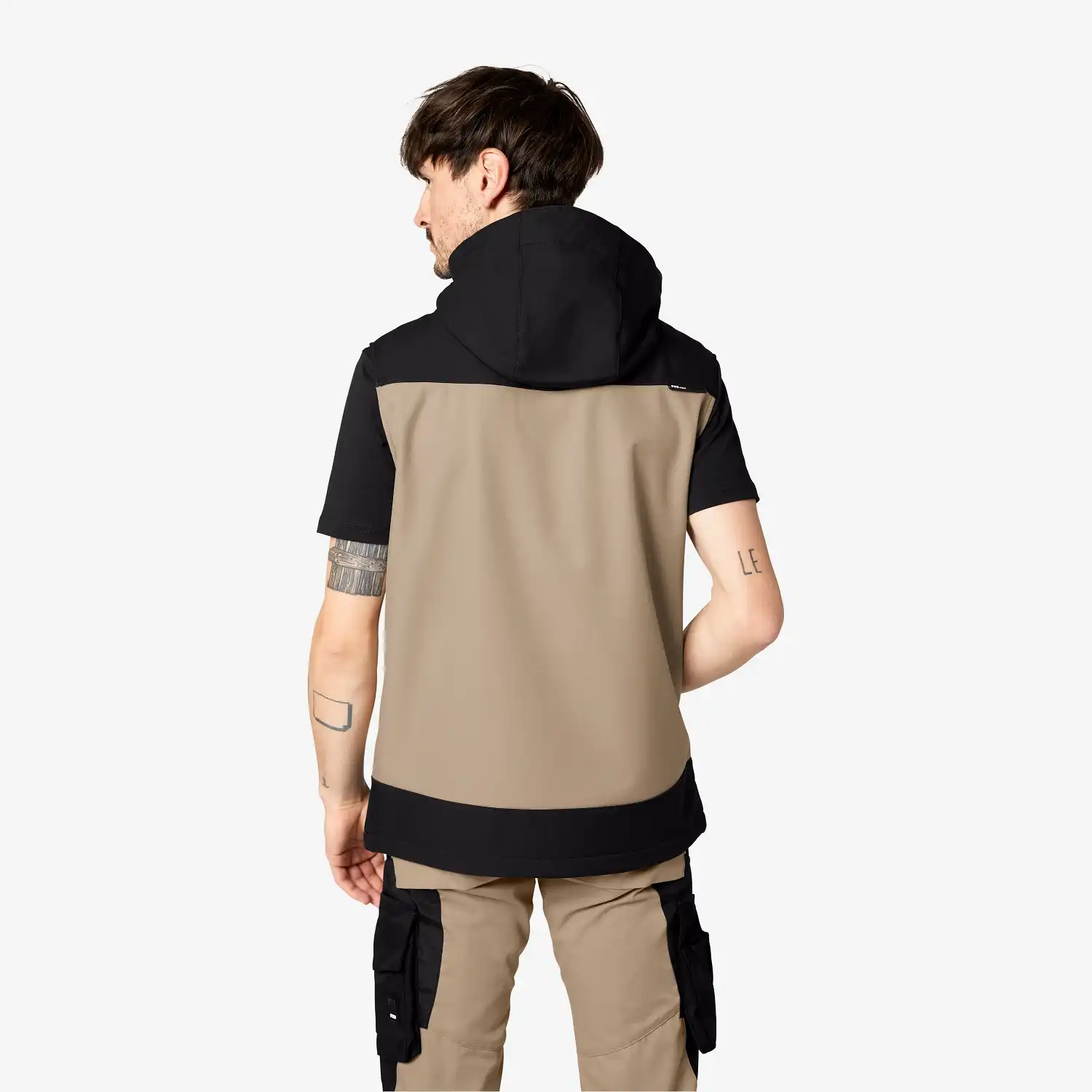 Softshellweste "JUSTUS" in beige/schwarz, L - Thumbnail 2