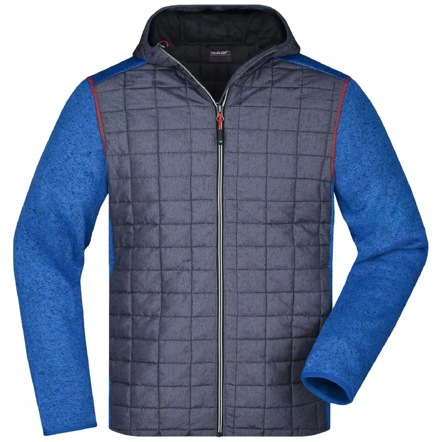 Strickfleecejacke "JN772" in royal-melange/anthracite-melan, S - Thumbnail 1