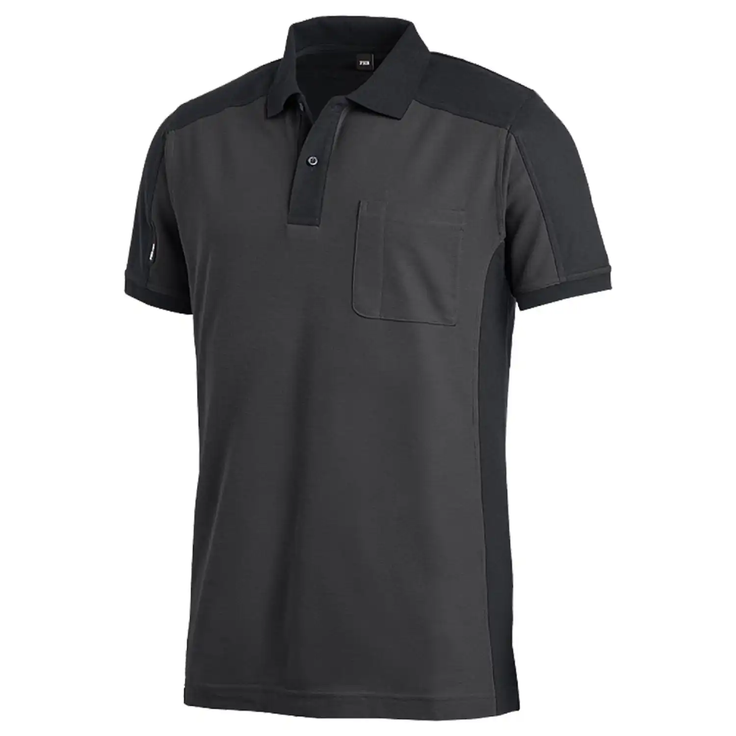 Polo-Shirt zweifarbig "KONRAD" in anthrazit/schwarz, L - Thumbnail 1