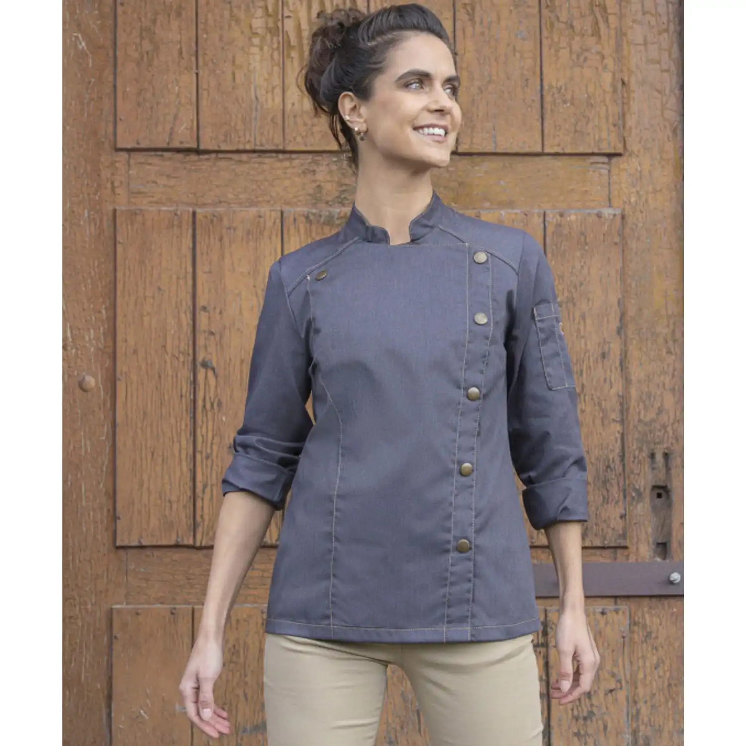 Damen Kochjacke Jeans "JF 20" in 34, vintage schwarz - Thumbnail 5