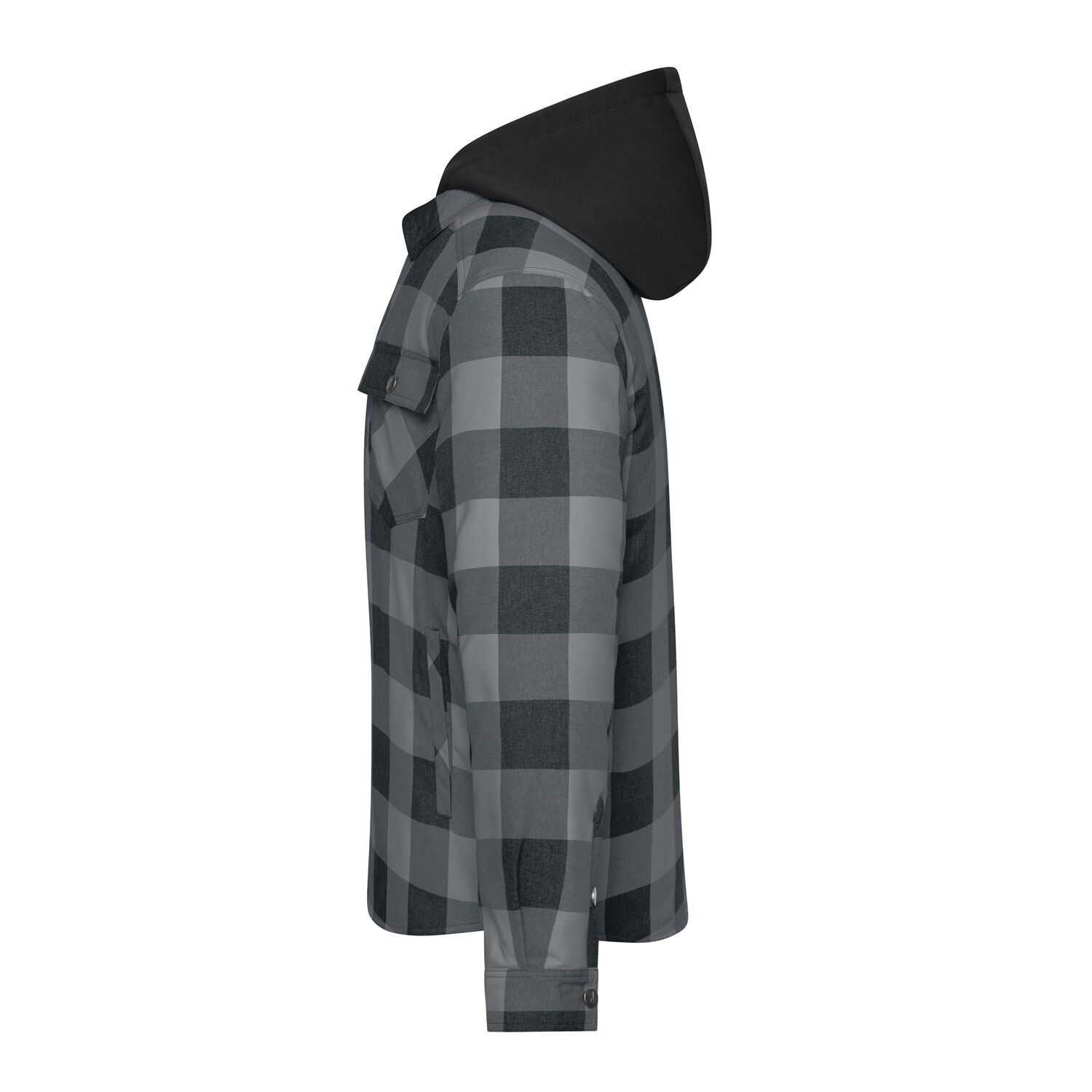 Hemdjacke Karo mit Kapuze "JN1872" in schwarz/grau, L - Thumbnail 3
