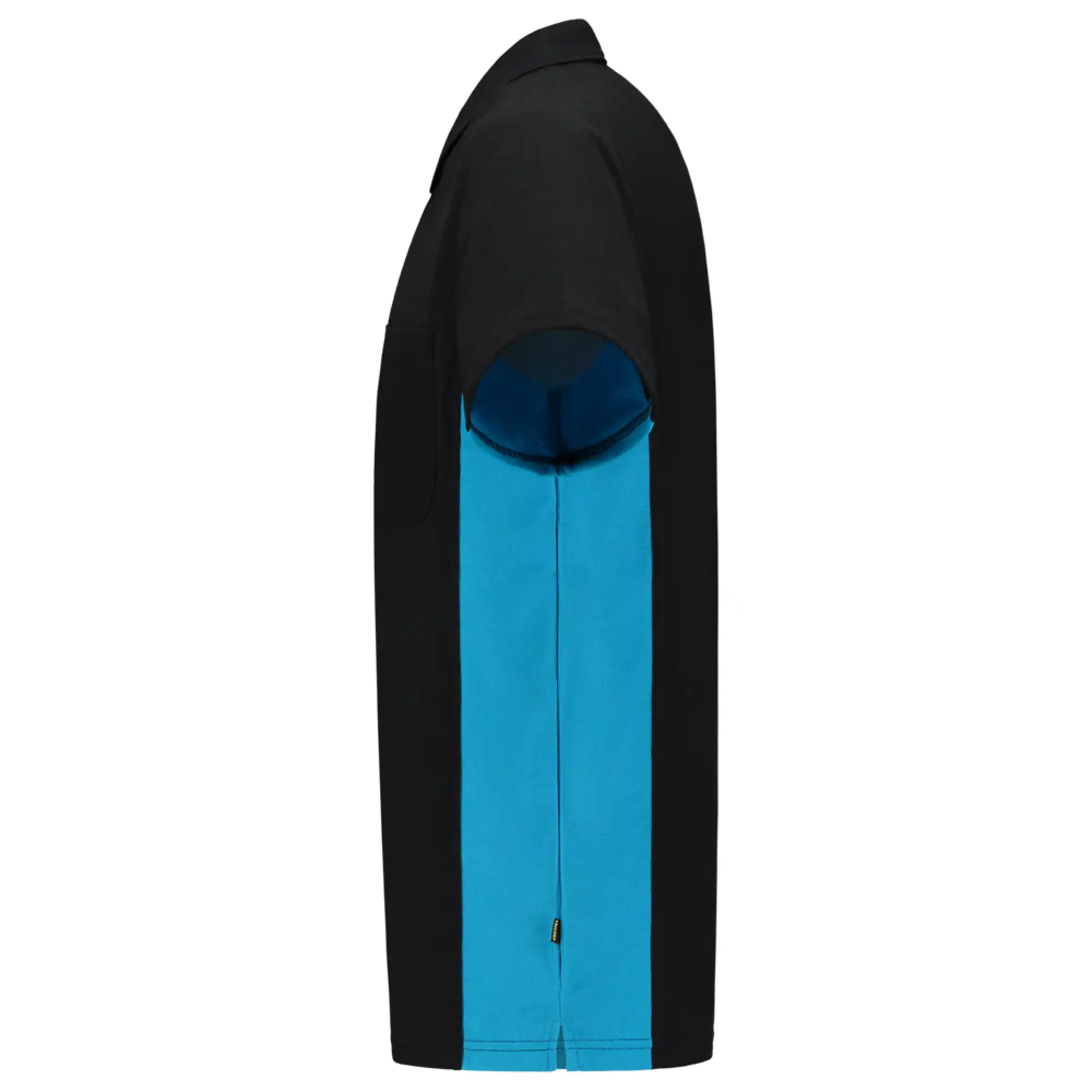 Pocket Polo-Shirt Bicolor "202002" Workwear in XS, black/turquoise - Thumbnail 3