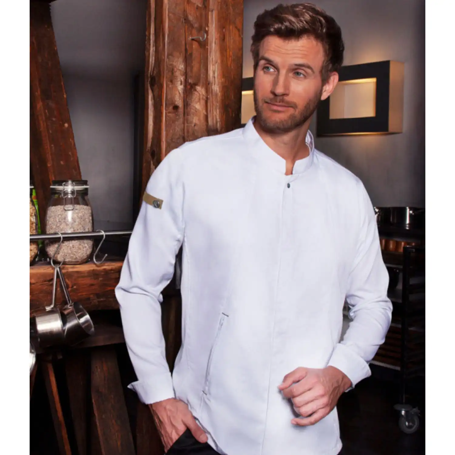 Herren Kochjacke "JM 35" in 48, Weiß - Thumbnail 7