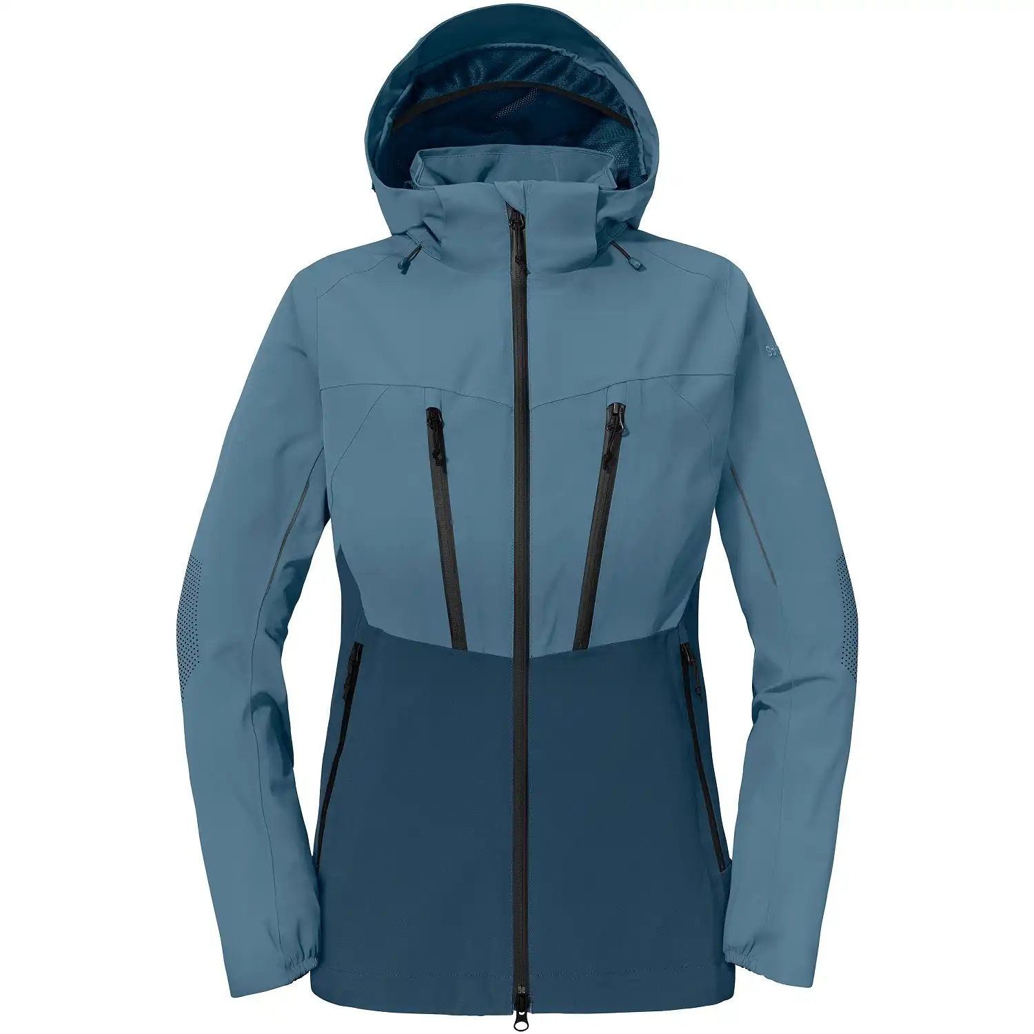 Damen Stretch Regenjacke "SCHUTZSCHILD" Zipin in Blau, L - Bild 1