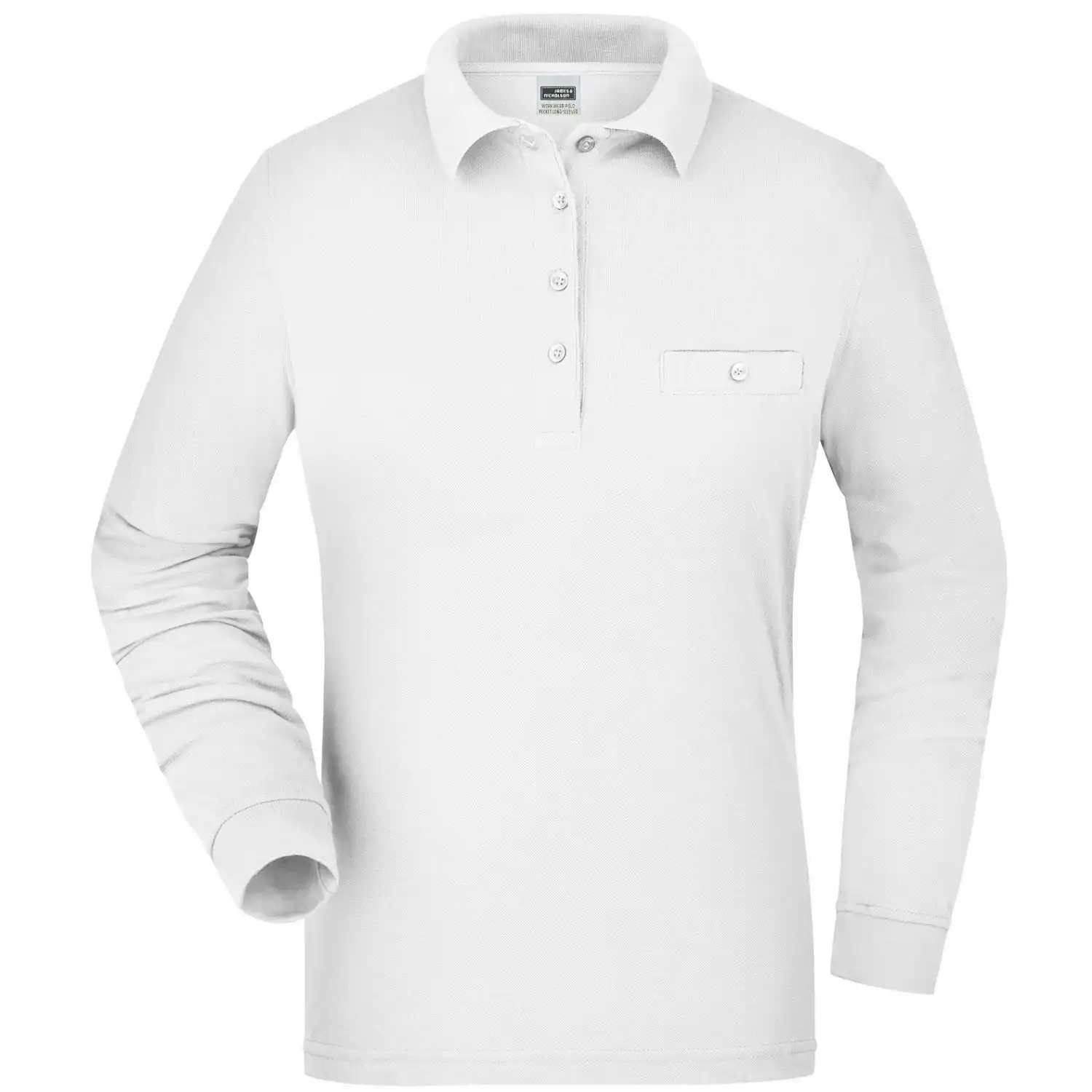 Damen Langarm Poloshirt "JN865" in white, L - Bild 1