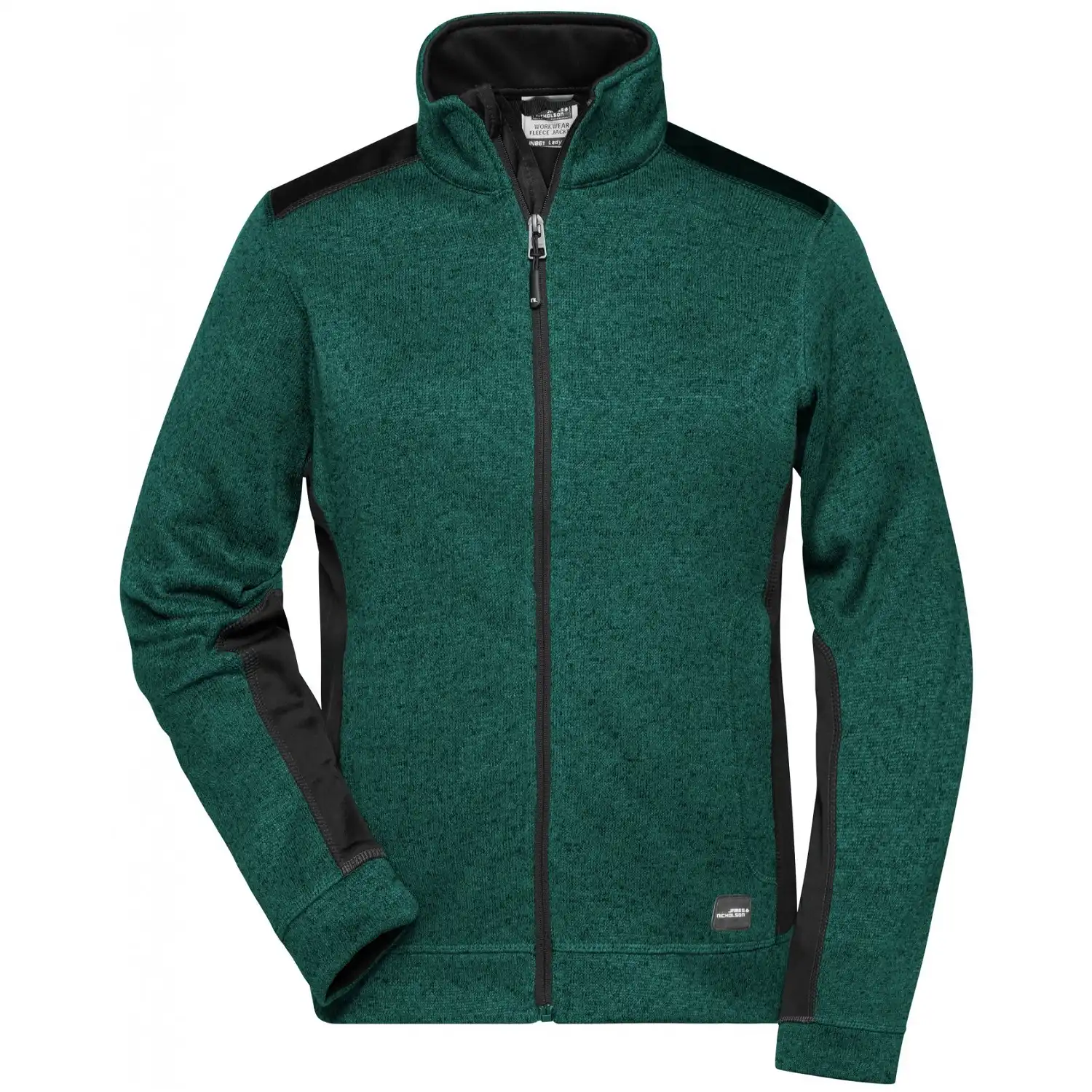 Damen Strick Fleece Jacke "JN861" in dark-green-melange/black, XS - Bild 1
