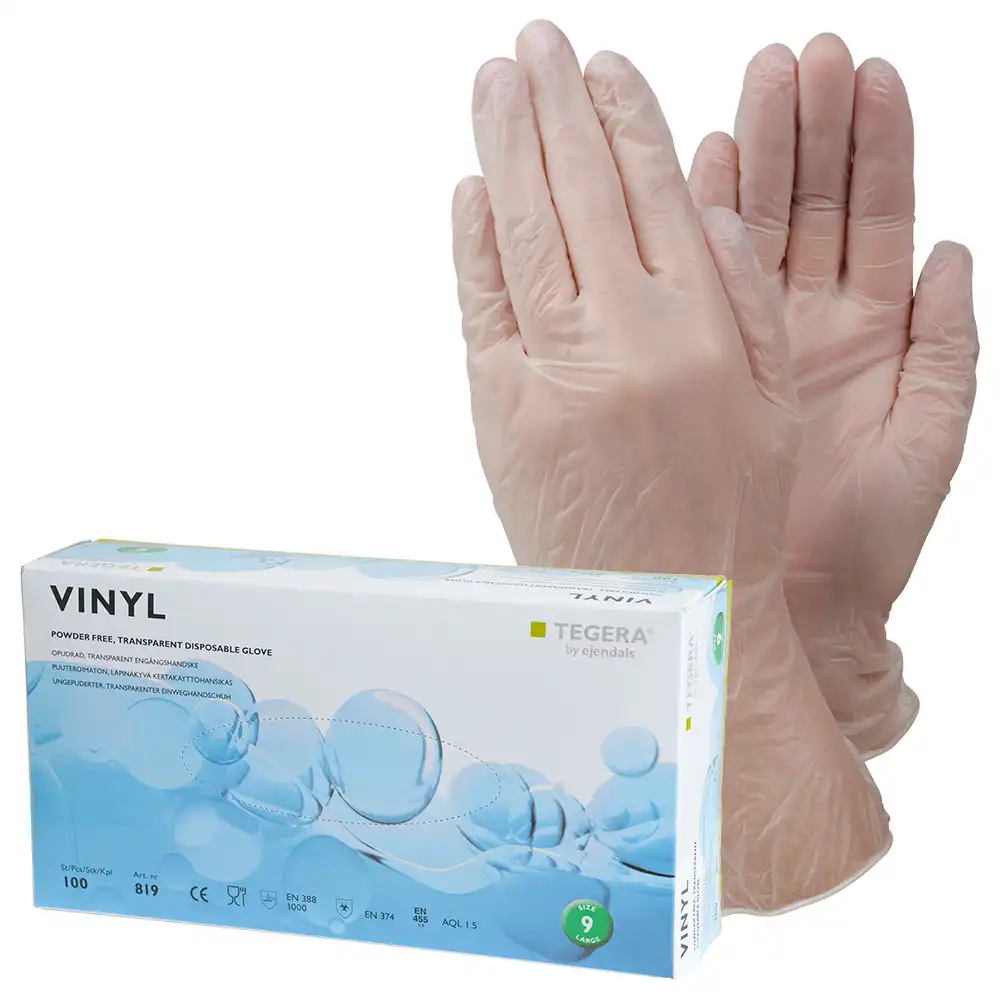 Vinyl Einweghandschuhe 819 transparent ungepudert | 100er Box in 10 (XL) - Thumbnail 1