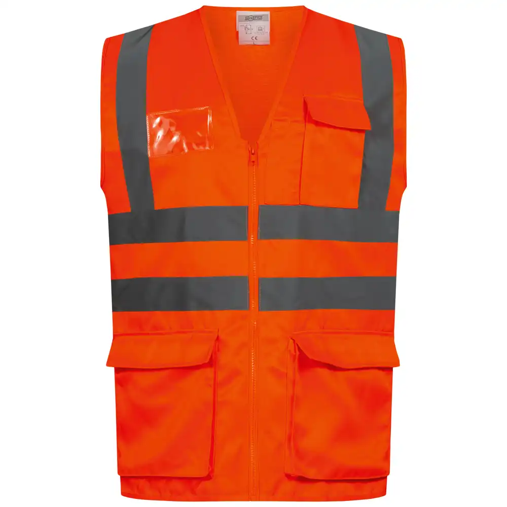 Mischgewebe-Warnweste "BASIC" Kl. 2 mit Taschen in Orange, L - Thumbnail 1