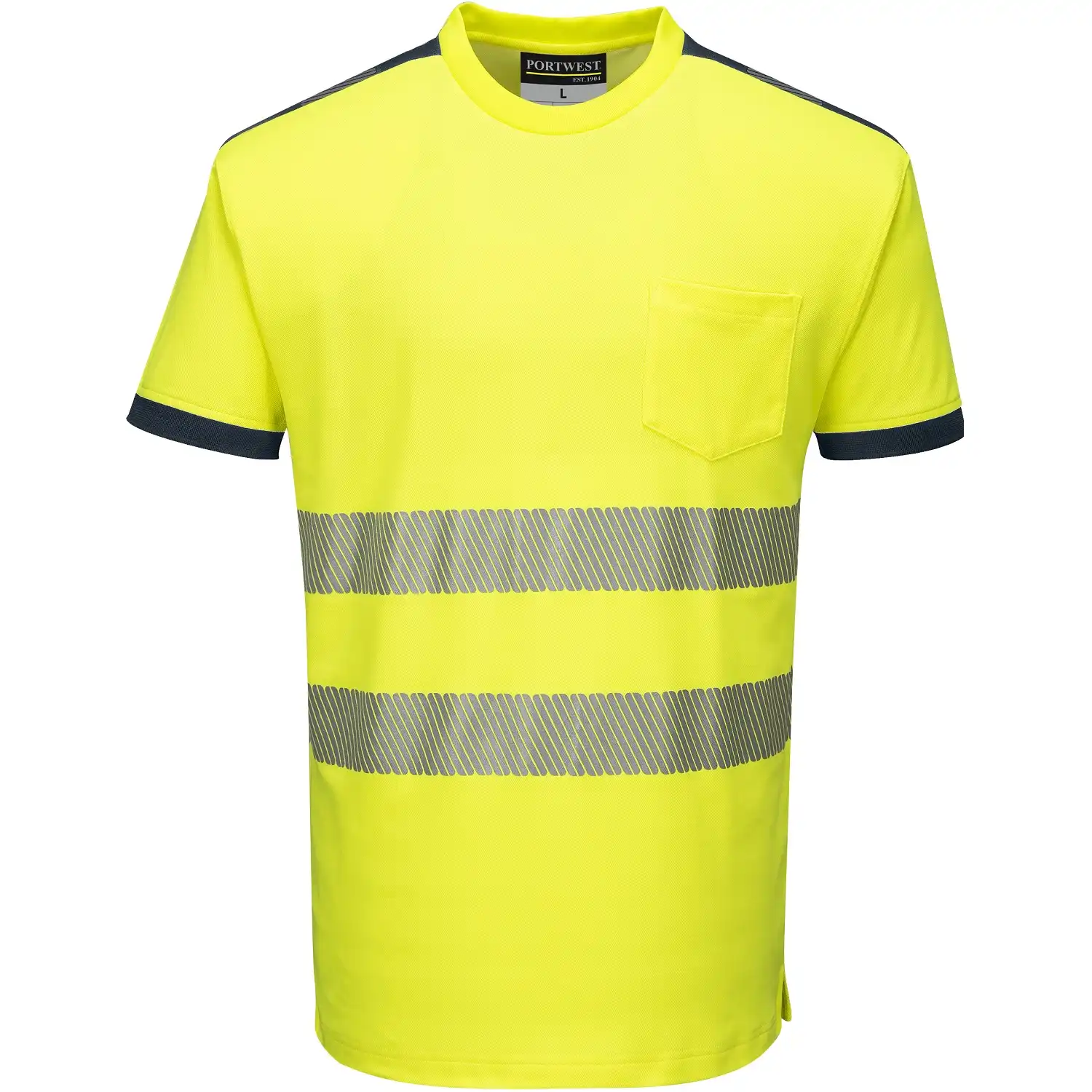 Warnschutz T-Shirt "T181" PW3 in gelb/marine, L - Bild 1