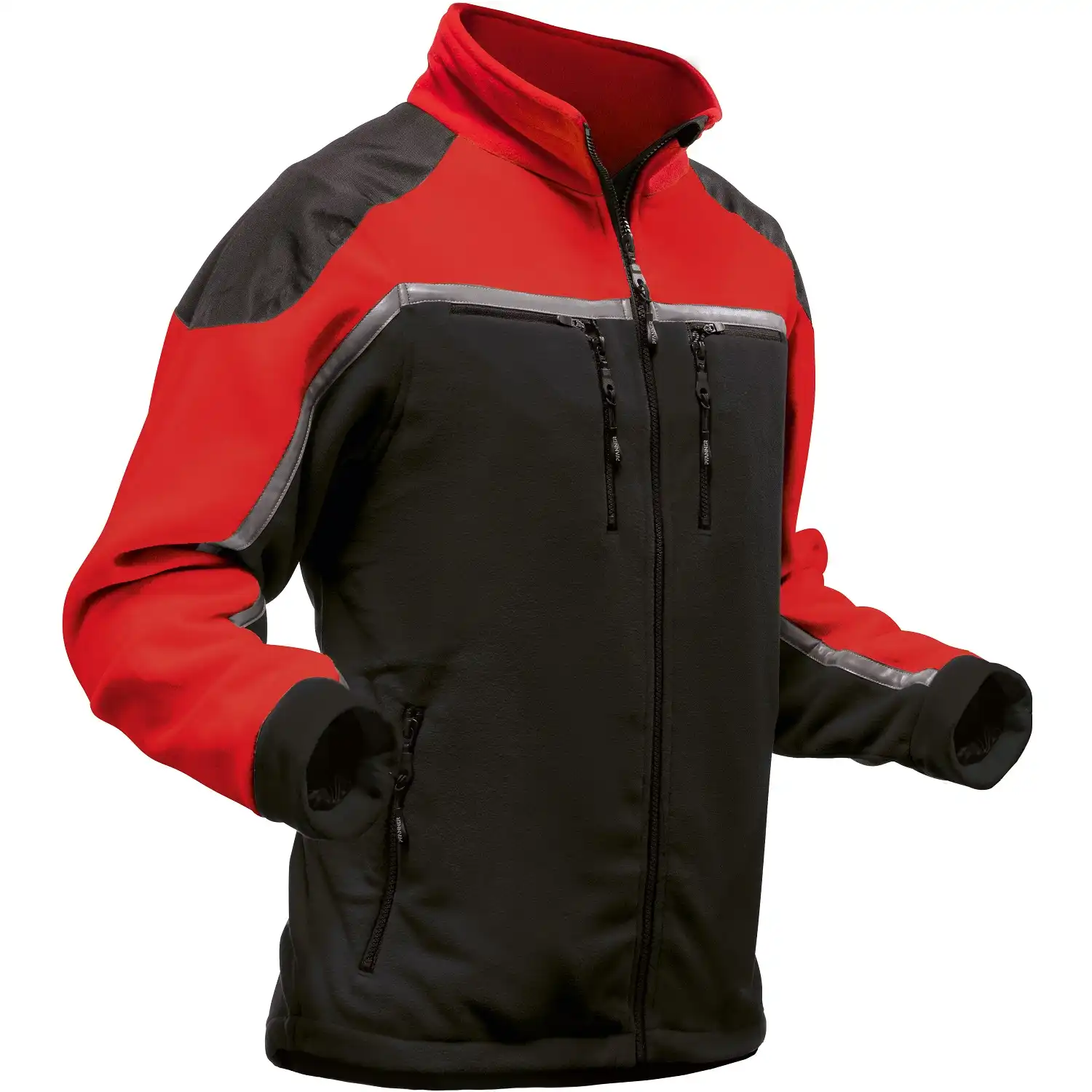 Fleecejacke "JOBBY" in schwarz/rot, L - Thumbnail 1