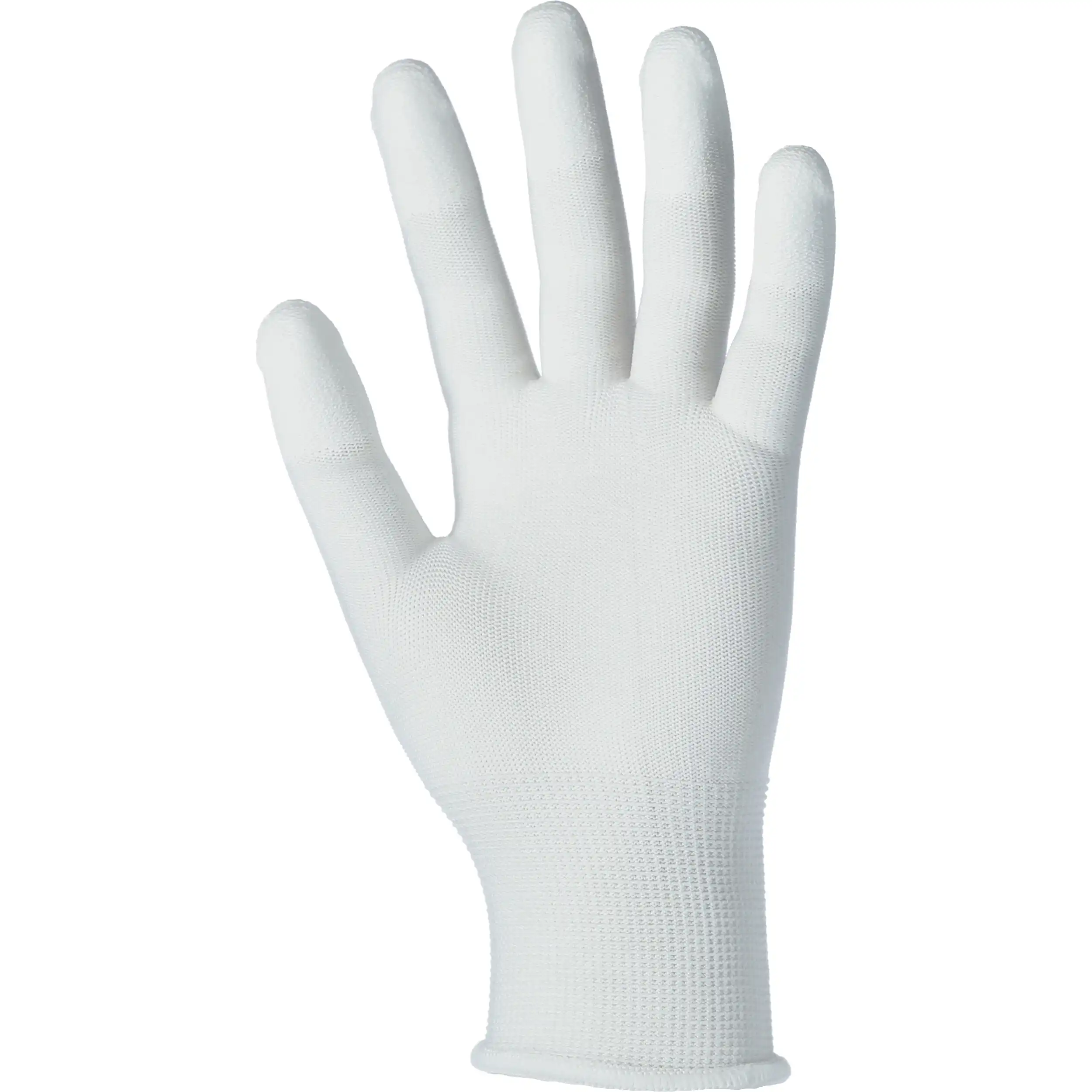 Nylon-Feinstrickhandschuhe "BASIC" weiß Fingerkuppen beschichtet in 7 (S) - Thumbnail 2