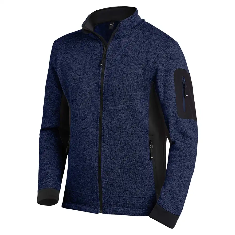 Strick Fleecejacke "CHRISTOPH" in marine/schwarz, L - Thumbnail 1