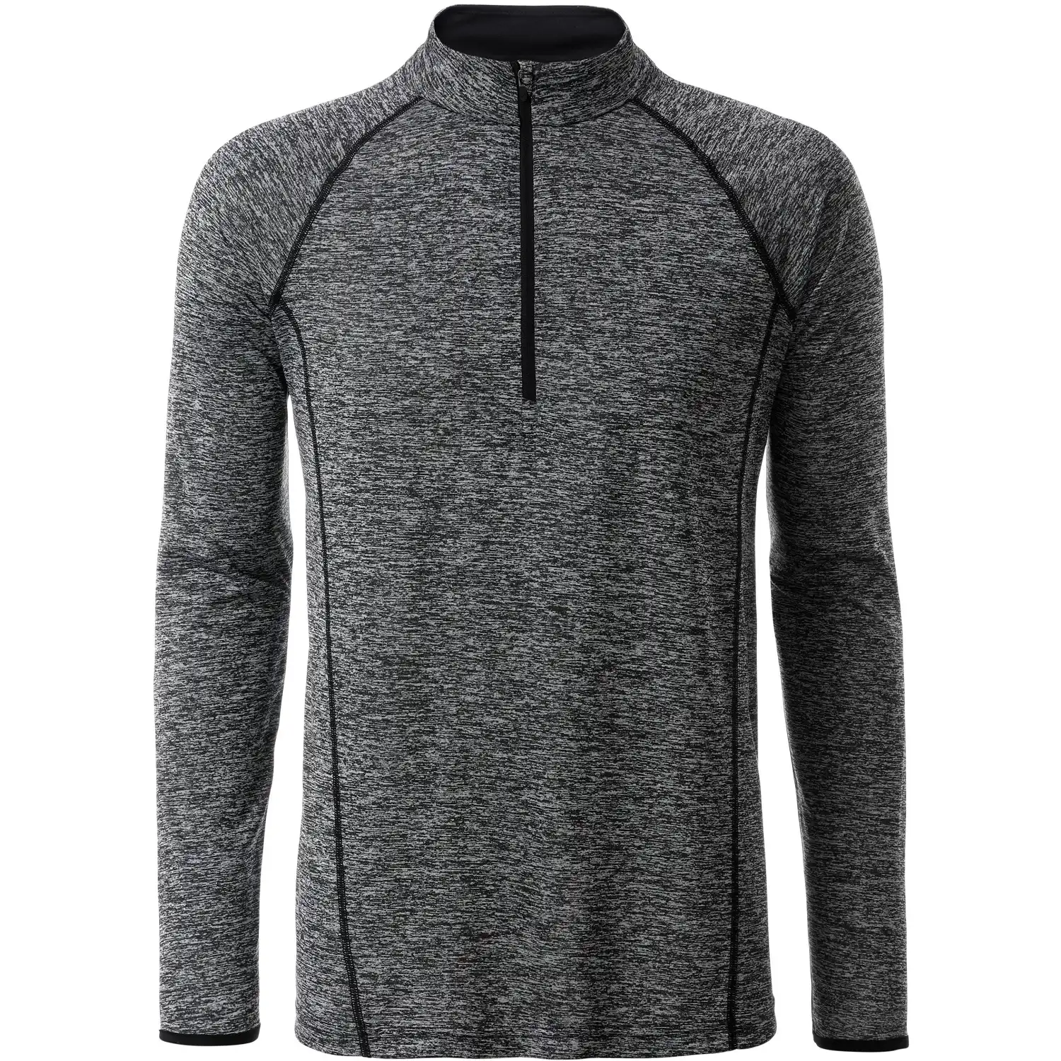 Funktionsshirt Langarm "JN498" in black-melange/black, L - Thumbnail 1