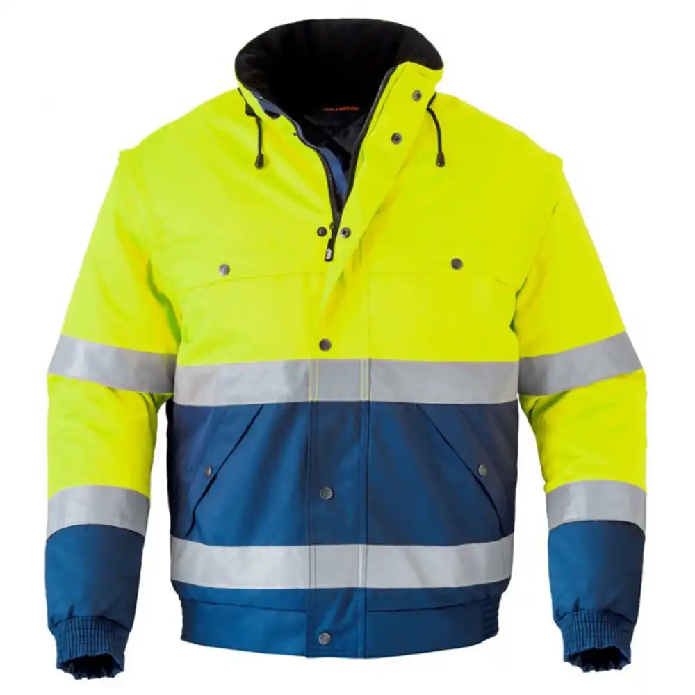 Warnschutz Pilotenjacke 3in1 "5139" High Visibility in marine/fluor gelb, L - Thumbnail 1
